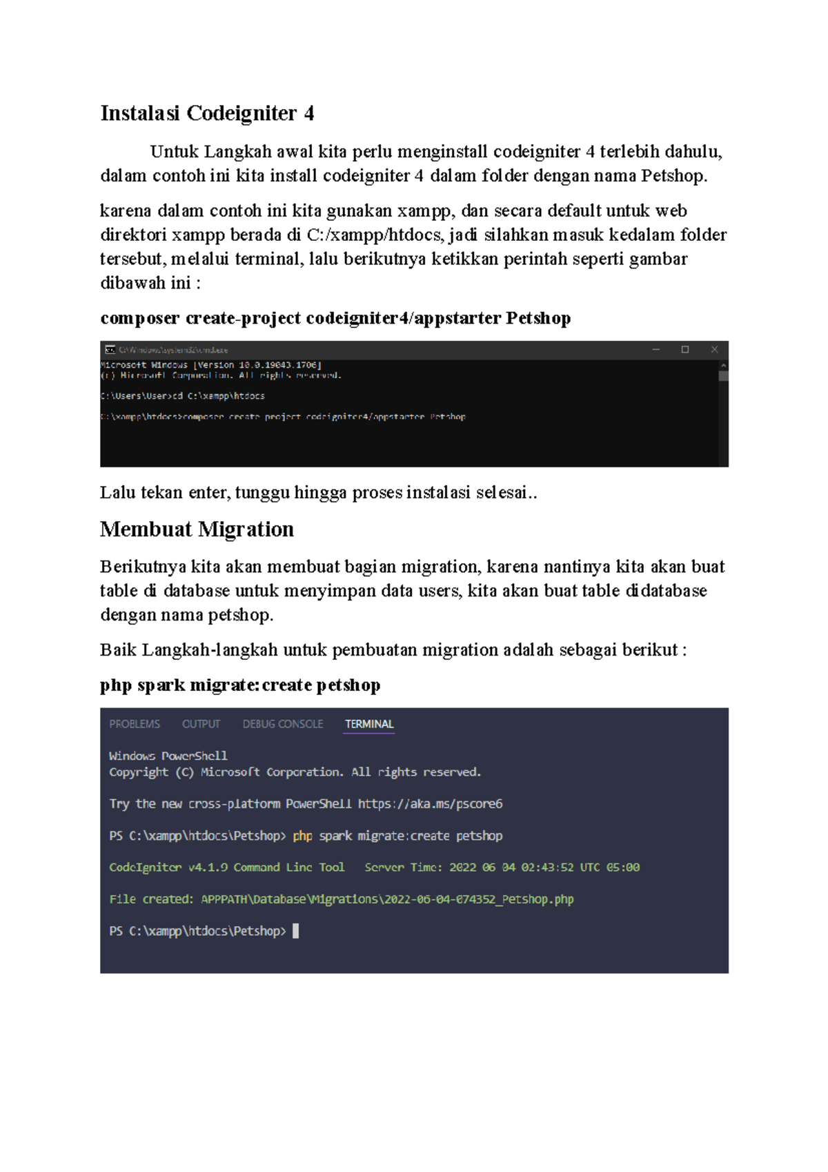 Materi - Instalasi dan Migrasi Database di Code Igniter 4 - Studocu