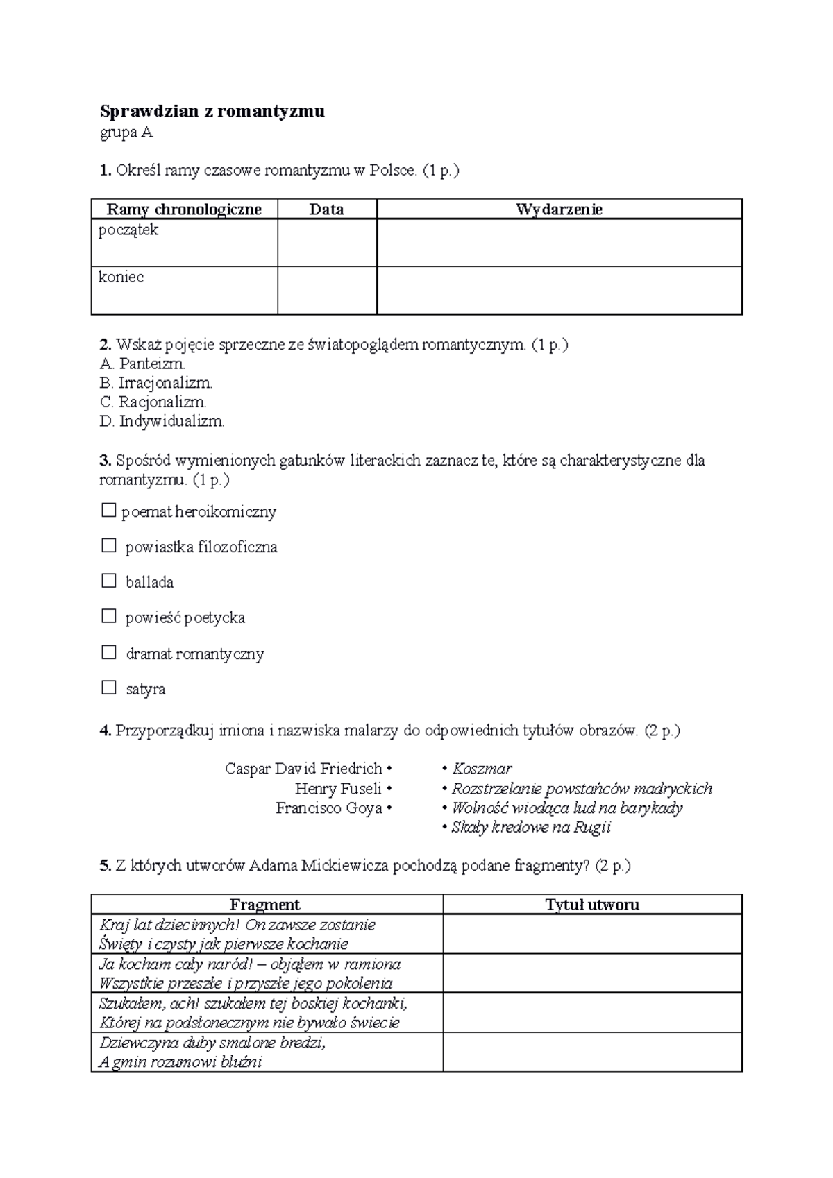 Religia Sprawdzian 2 Gimnazjum 2 Semestr