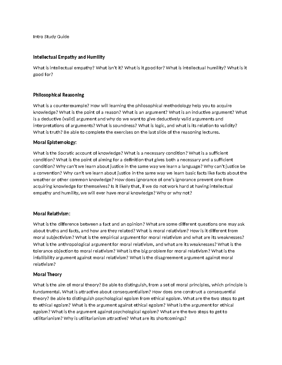 Philosophical Reasoning Study Guide: Key Concepts & Moral Epistemology ...