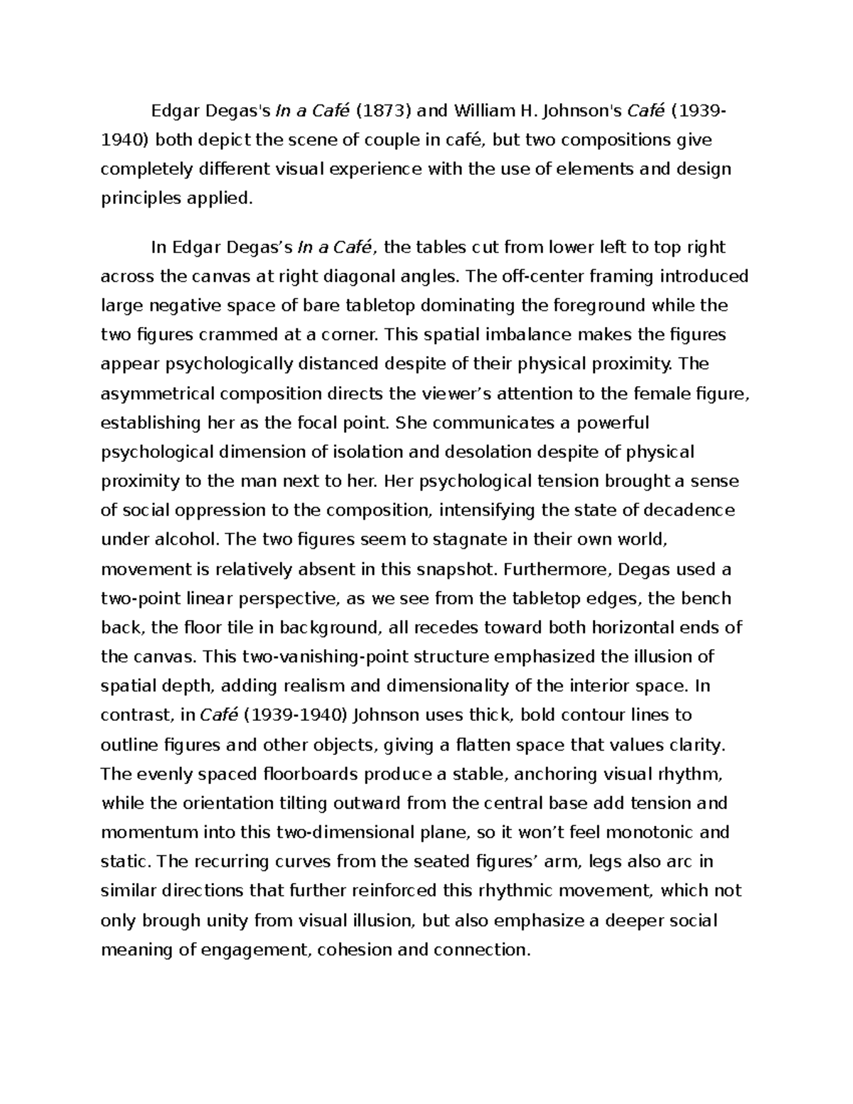 Art 111 Final Exam - Comparative Analysis of Café Paintings - Studocu