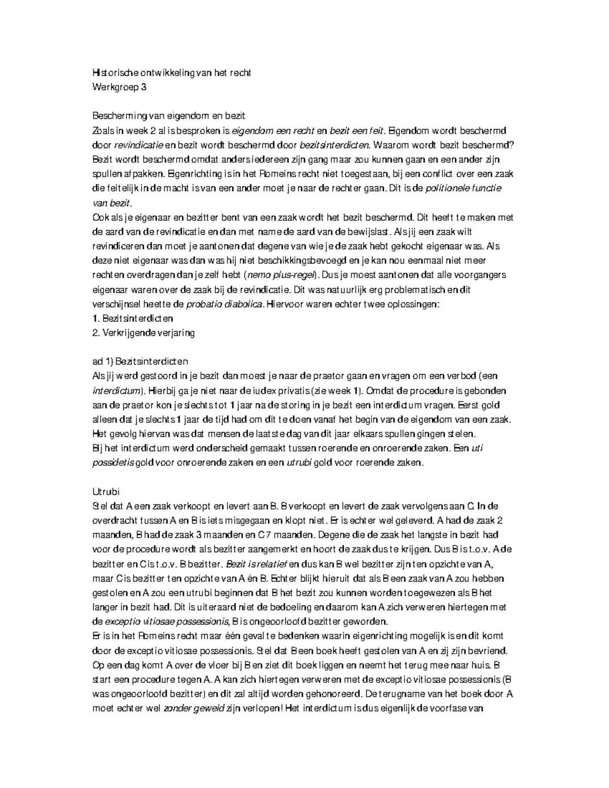 Aantekeningen Historische Ontwikkeling van het Recht, College 3 ...
