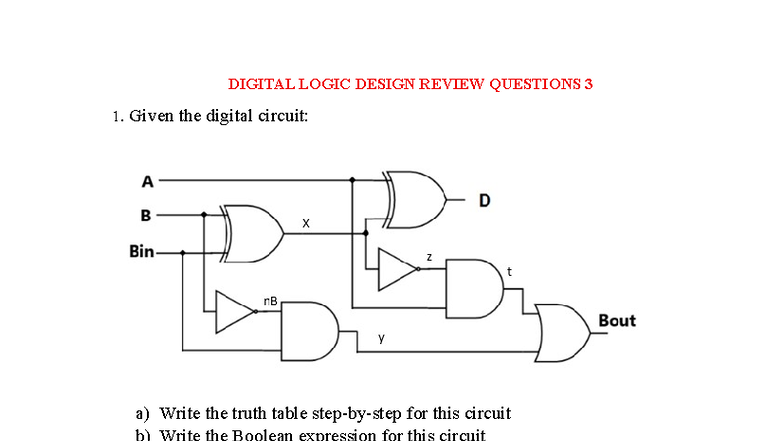 DLD Midterm Review: Digital Logic Design Questions - Studocu