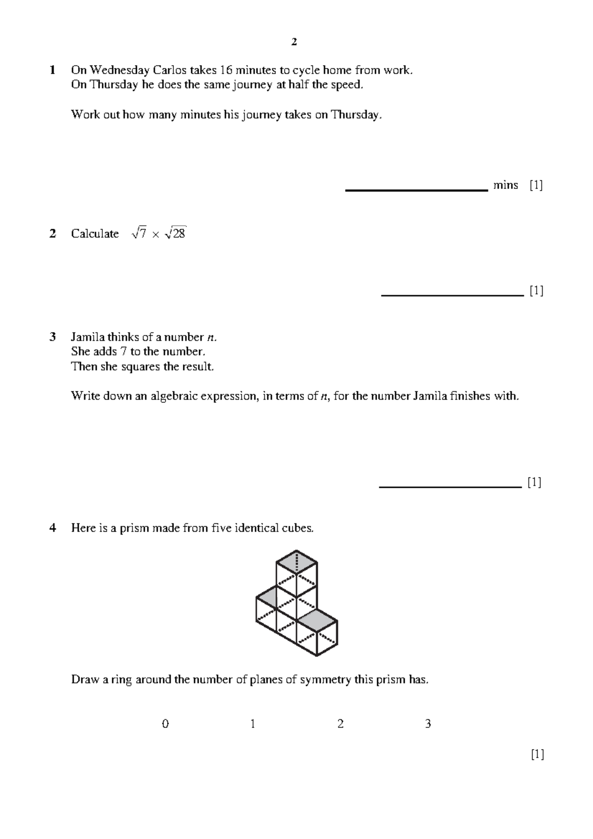 0862 Mathematics May 2025 Checkpoint Exam Paper 2 - Studocu