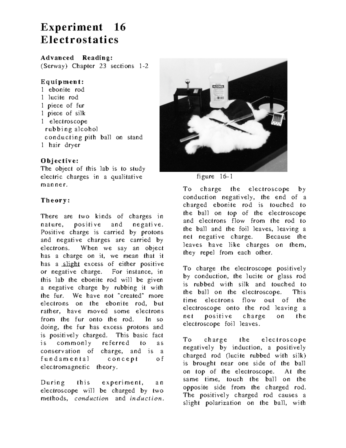 Exp16 Electrostatics - lab report - Experiment 16 Electrostatics ...