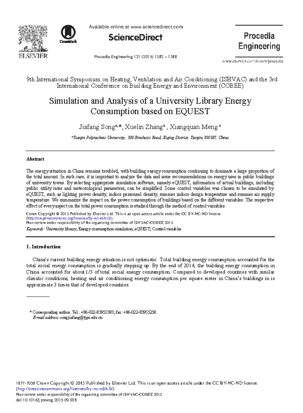 Simulation and Analysis of University Library Energy Consumption (ENG ...