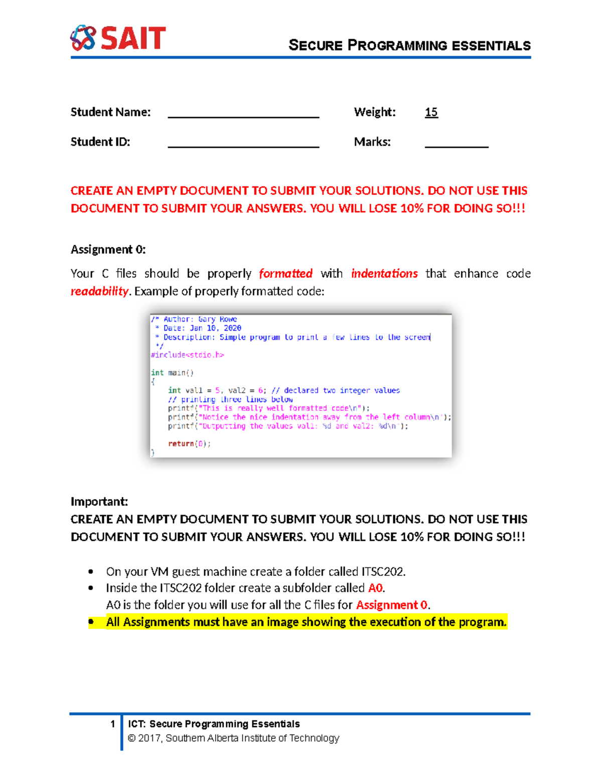 ITSC202: Secure Programming Essentials - Assignment 0 Guidelines - Studocu