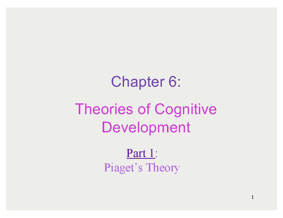 Class 6 Slides (Ch 6; Parts 1 to 4) - Chapter 6: Theories of Cognitive ...