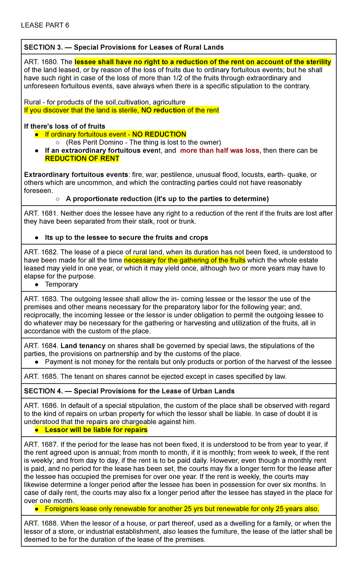 Lease PART 6 - STUDY NOTES - LEASE PART 6 SECTION 3. — Special ...
