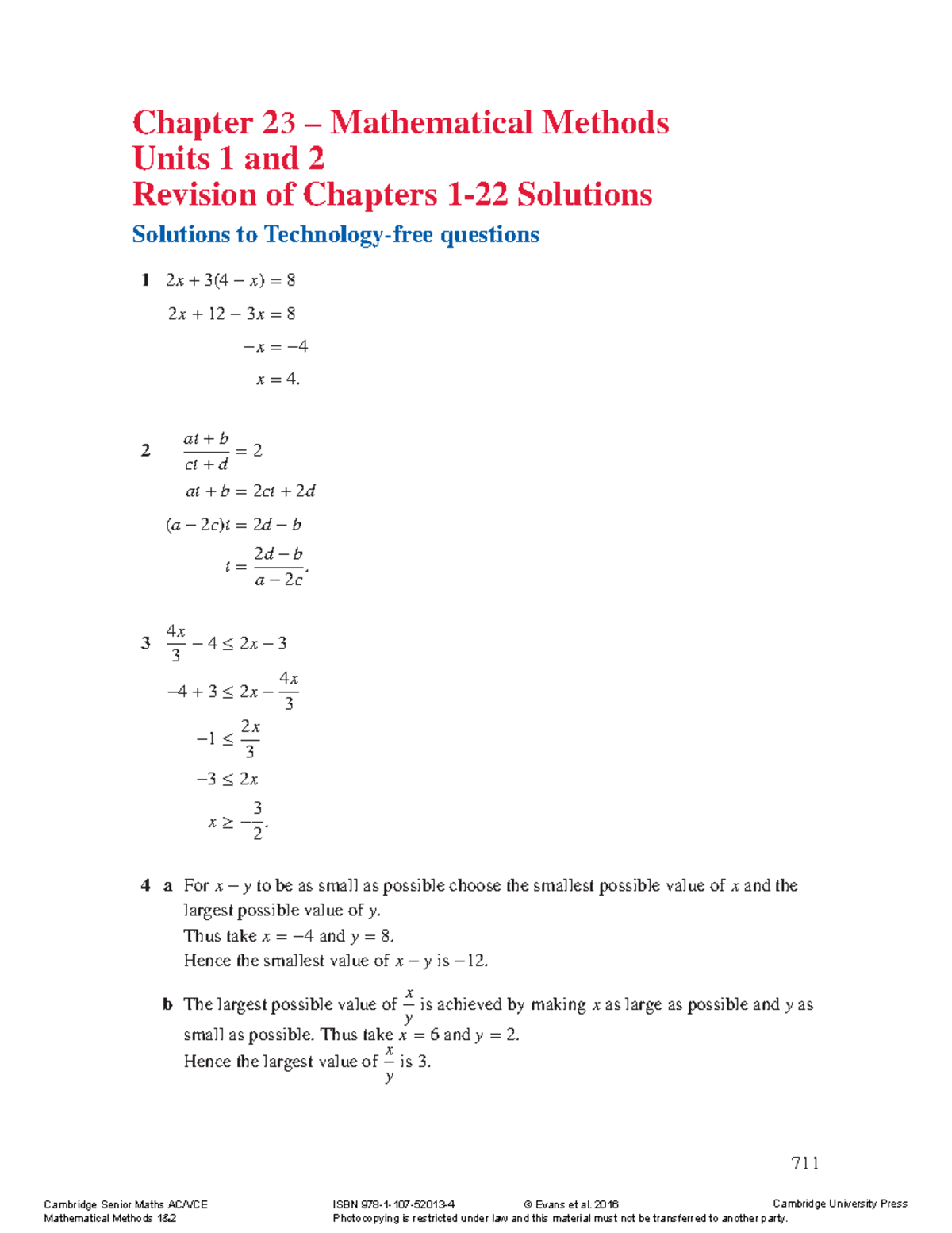 Chapter 23 Mathematical Methods Worked Solutions for Units 1 & 2 - Studocu