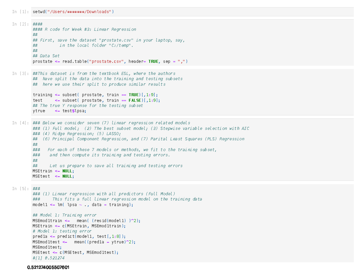 ISYE 7406 - Linear Regression Example Code and Analysis - Studocu