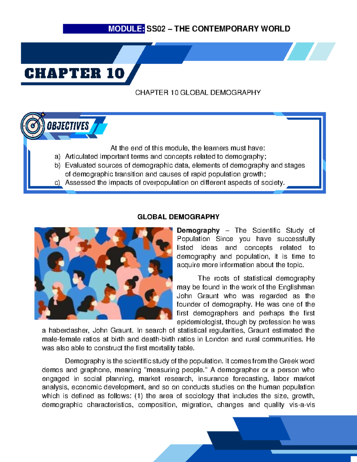 MODULE: SS02 THE CONTEMPORARY WORLD CHAPTER 10 LECTURE ON GLOBAL ...