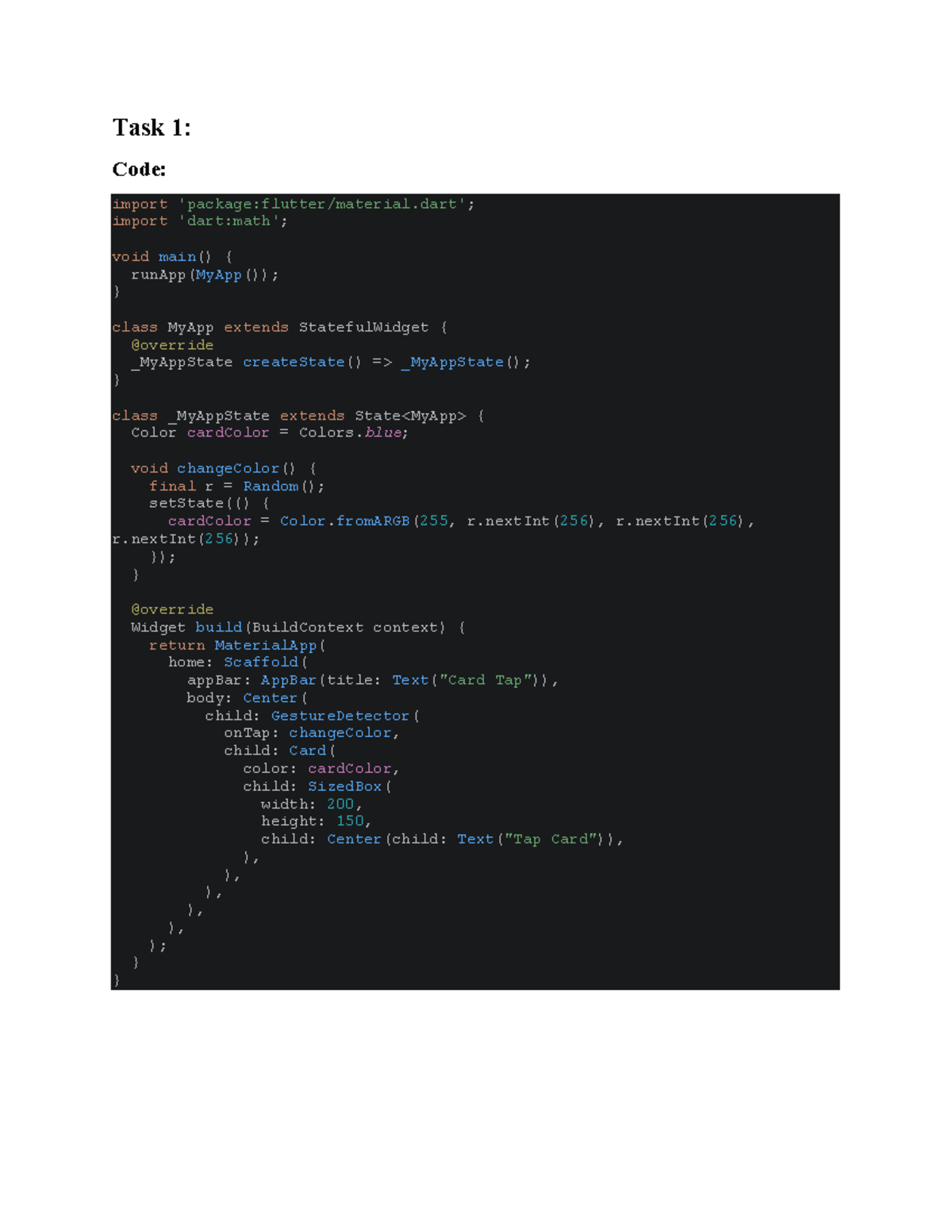 Mobile App Dev Lab 6: Color Change App Code Example - Studocu