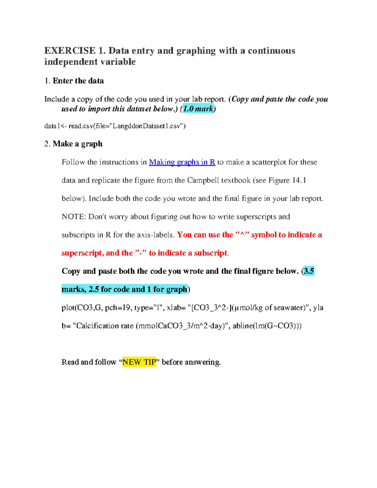 Bio1001 Lab 7: Data Graphing & Analysis in RStudio - Studocu