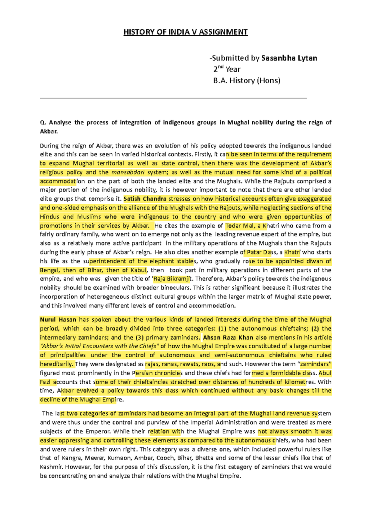 Rajput mughal - HISTORY OF INDIA V ASSIGNMENT -Submitted by Sasanbha ...