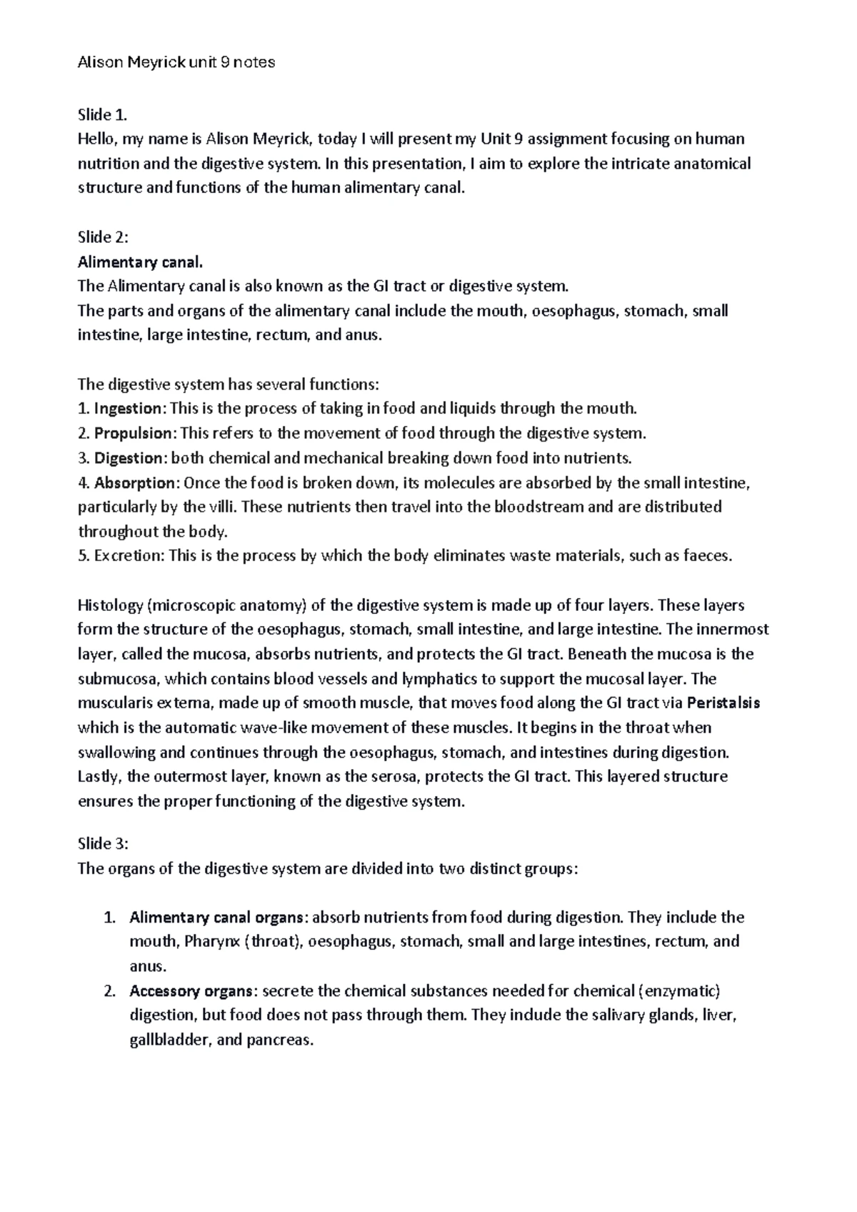 Unit 9 - Human Nutrition & Digestive System - Essay Notes on Balanced ...