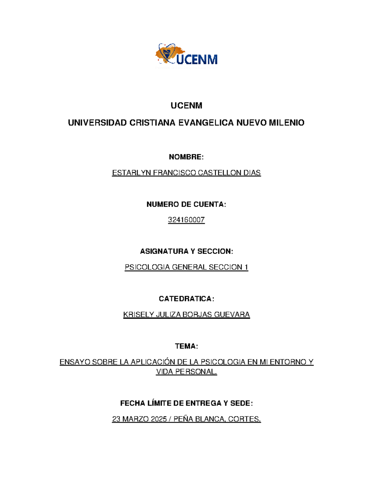 Ensayo sobre la Aplicación de la Psicología en la Vida Personal ...