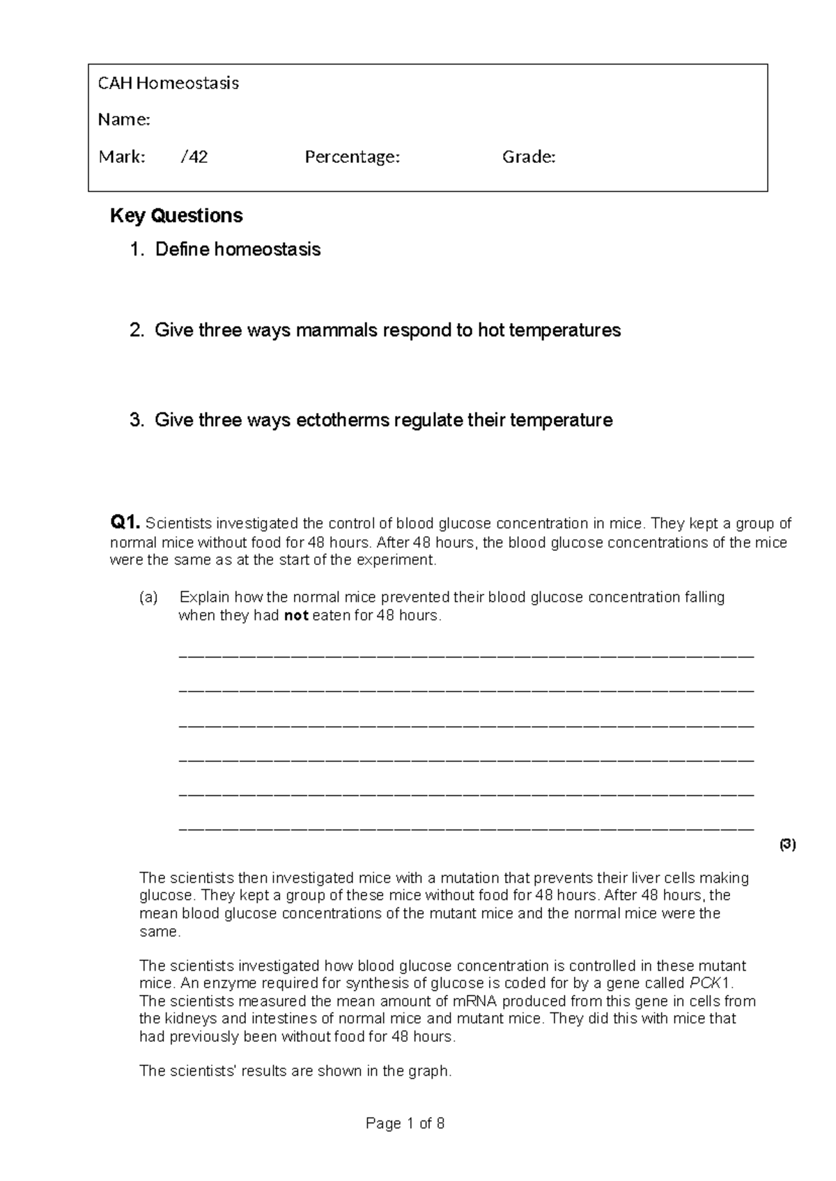 CAH Homeostasis Key Questions and Answers - Studocu