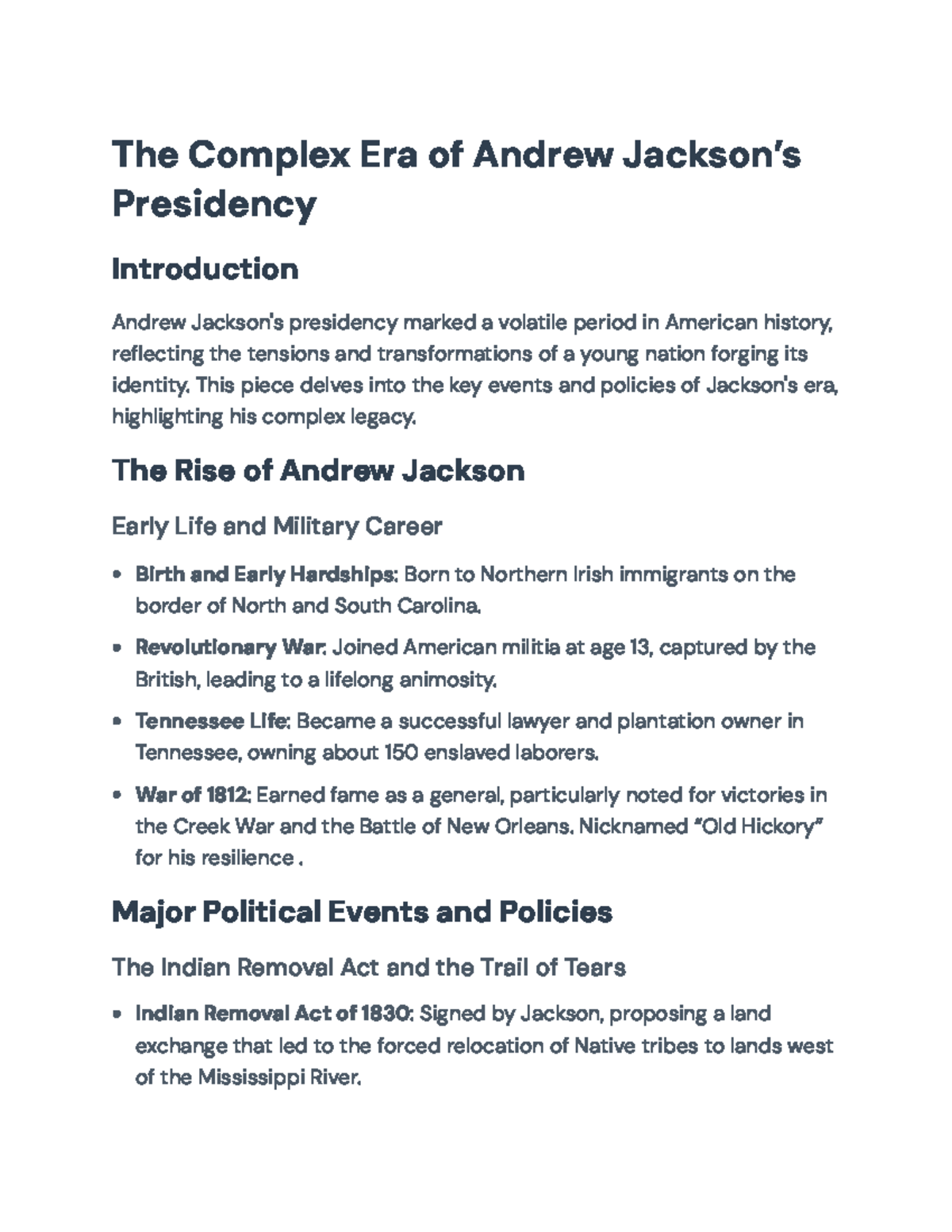 Andrew Jackson's Presidency: Key Events and Controversial Policies ...