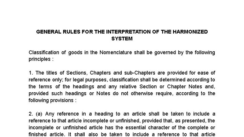 GIR TMT 008 - General Interpretative Rules for Harmonized System - Studocu