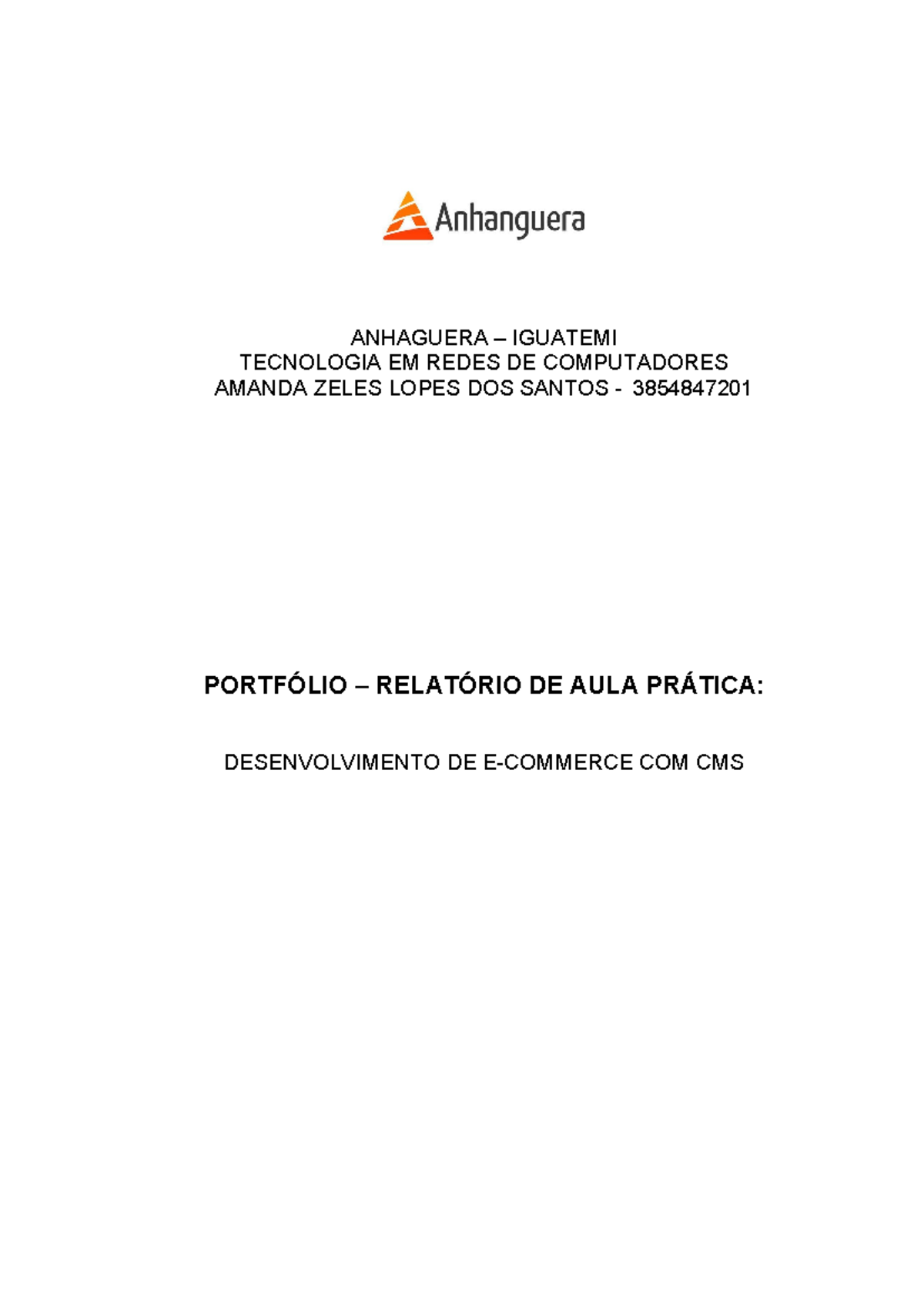 Portfólio Prático: Desenvolvimento de E-Commerce com CMS - Tecnologia em Redes - Document Preview