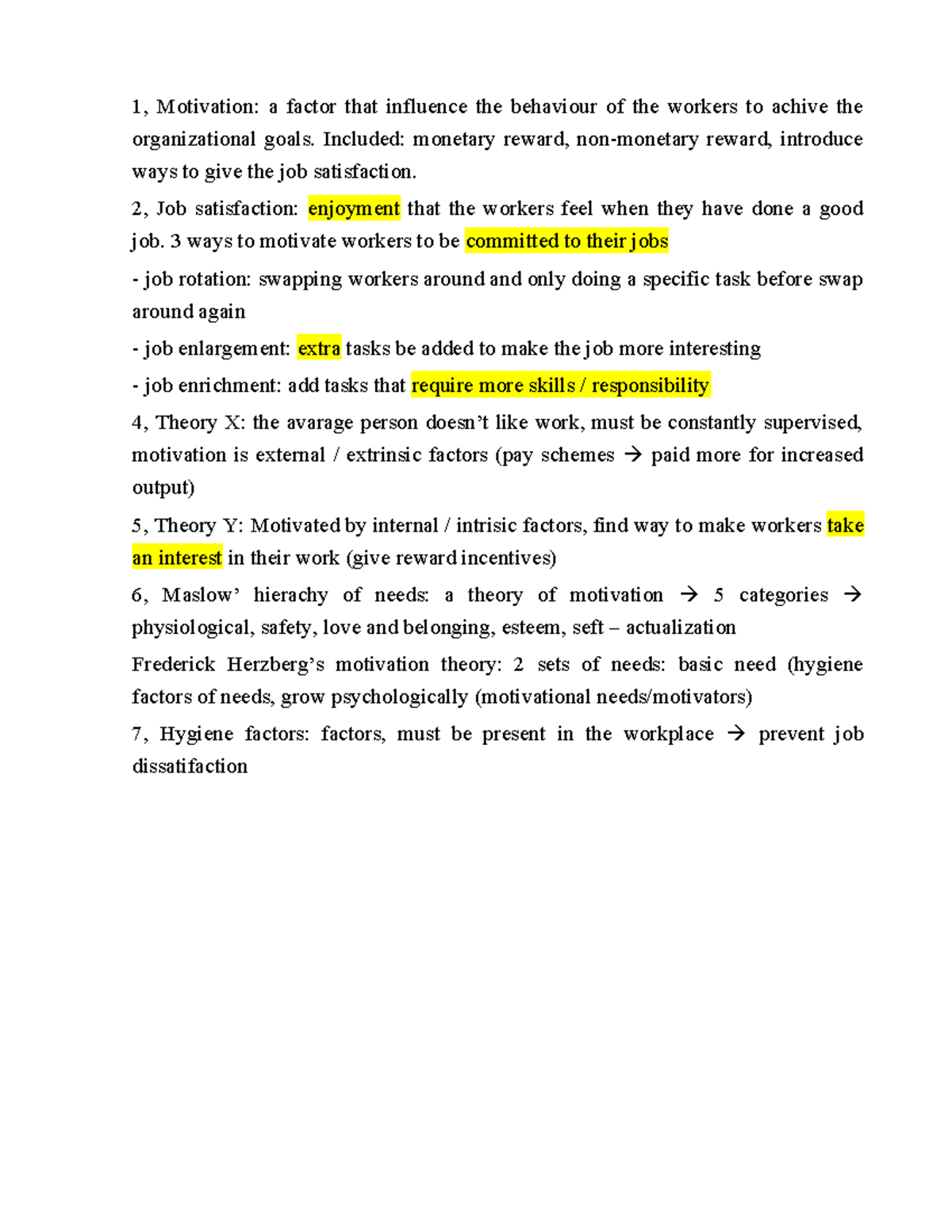 MGT 101: Motivation Theories and Job Satisfaction Strategies - Studocu
