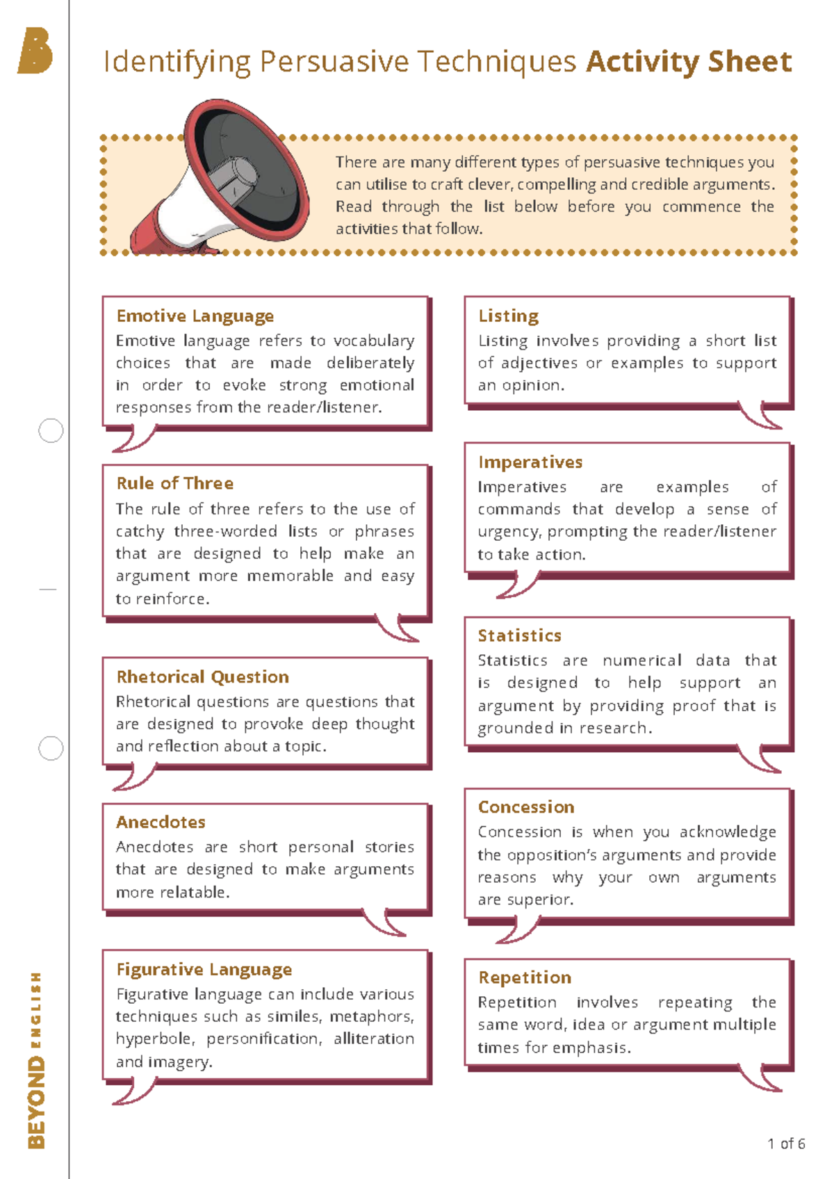Identifying Persuasive Techniques Activity Sheet - Studocu