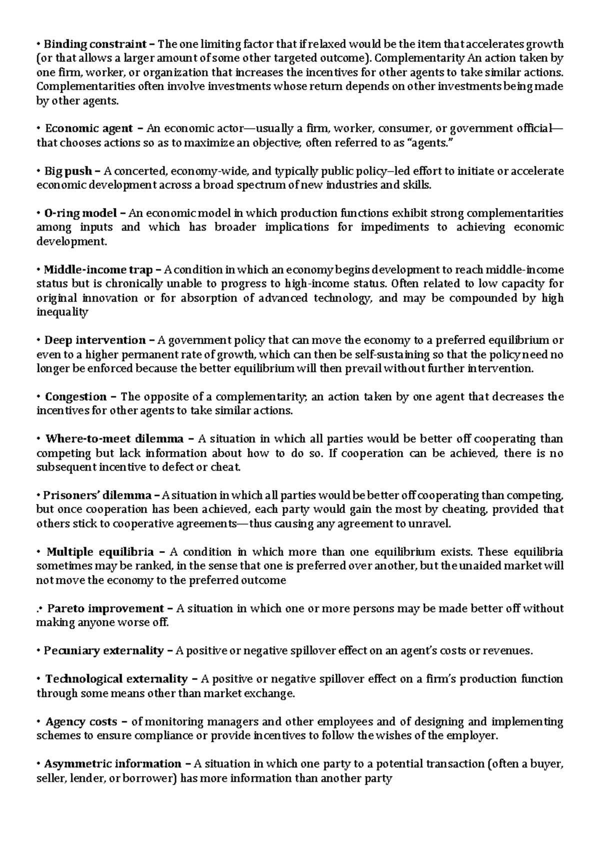 Economic Development Terms: Key Concepts and Definitions - Studocu