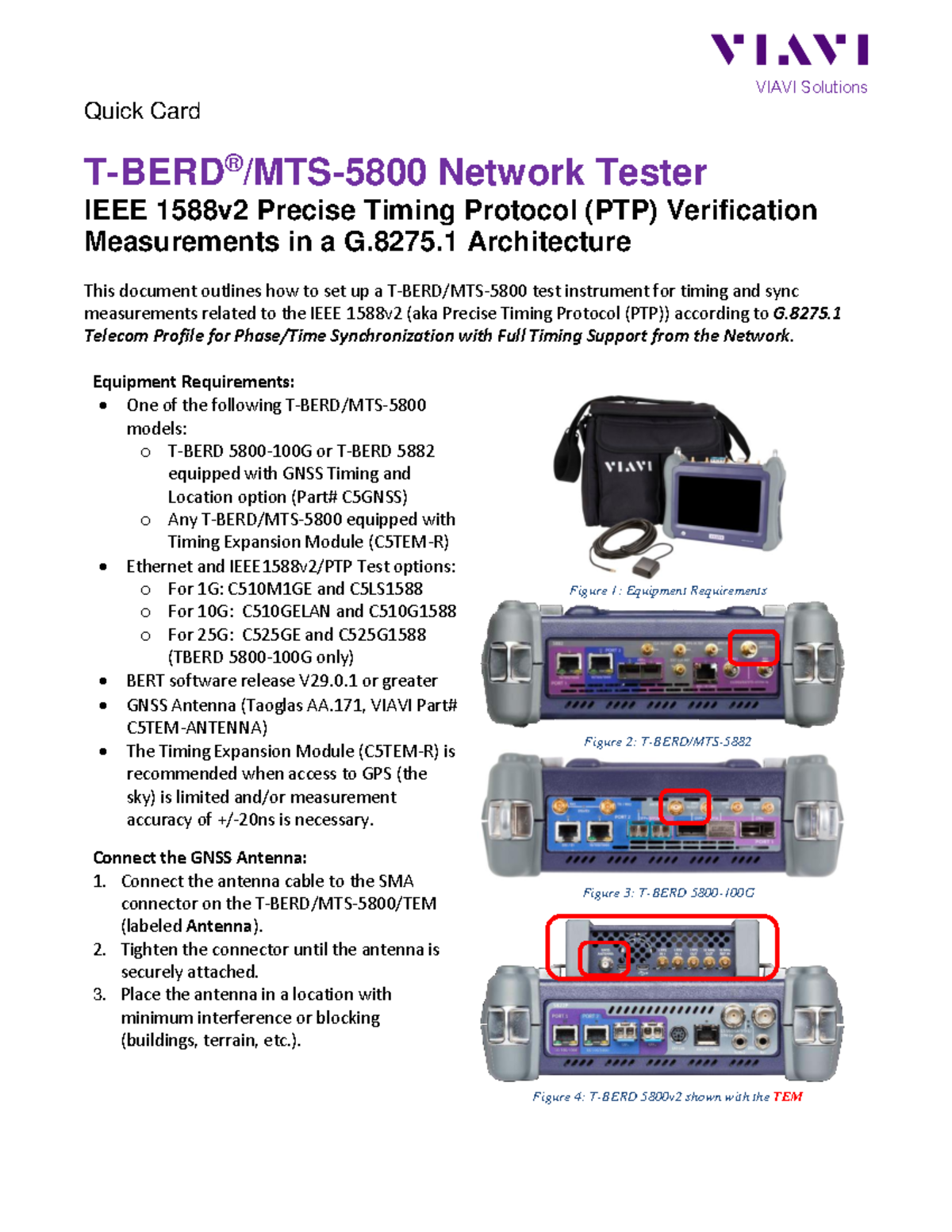 VIAVI Solutions Quick Card: PTP Verification for T-BERD MTS-5800 - Studocu