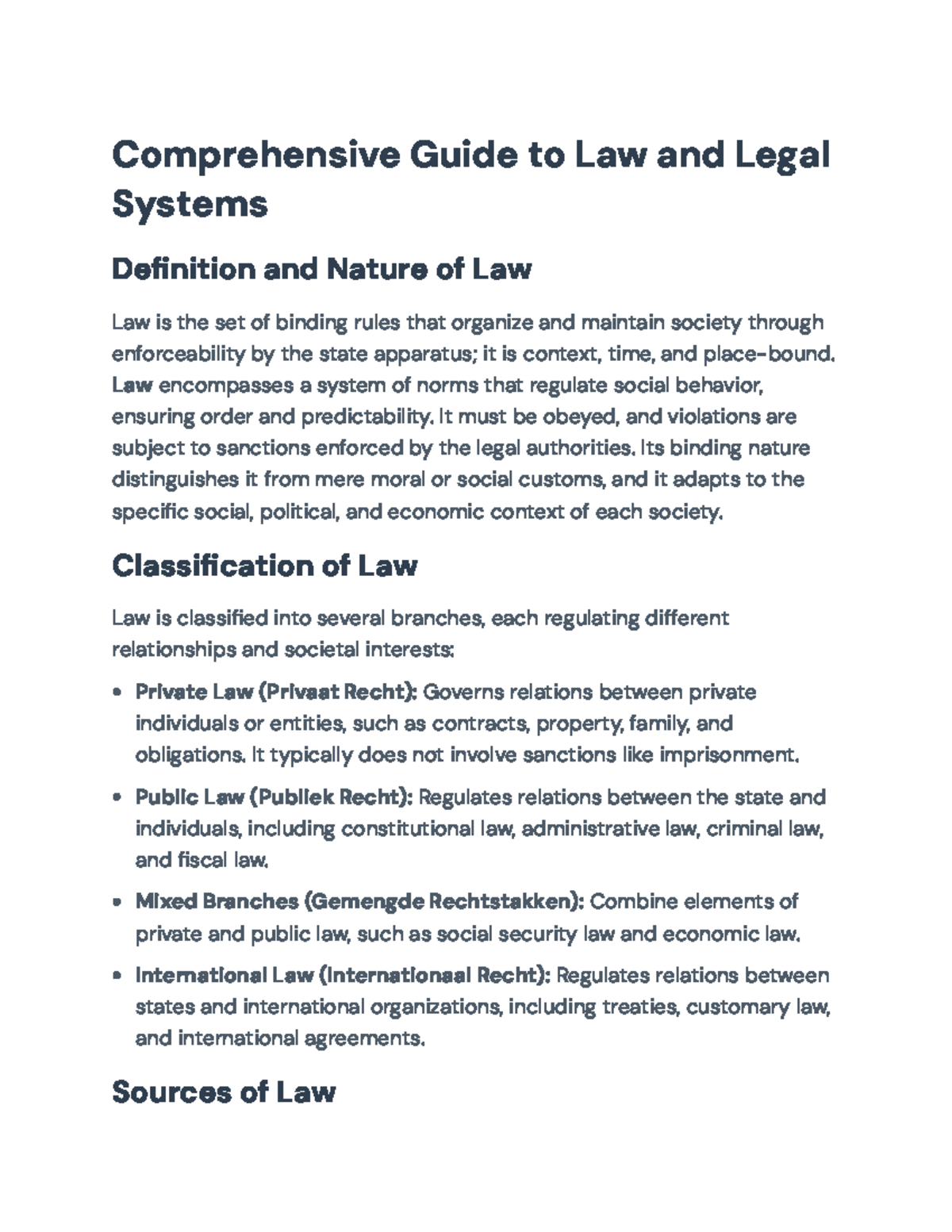 Comprehensive Overview of Law Principles and Systems (LAW 101 Final ...