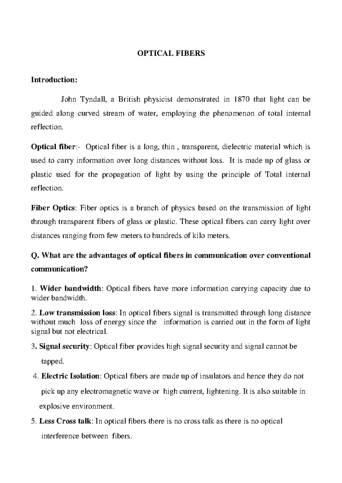 Optical Fibers: Unit IV Study Guide on Principles & Applications - Studocu