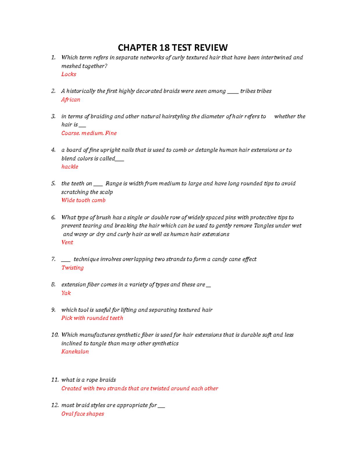 Milady COSM 101 Chapter 18 Test Review and Key Concepts Guide - Studocu
