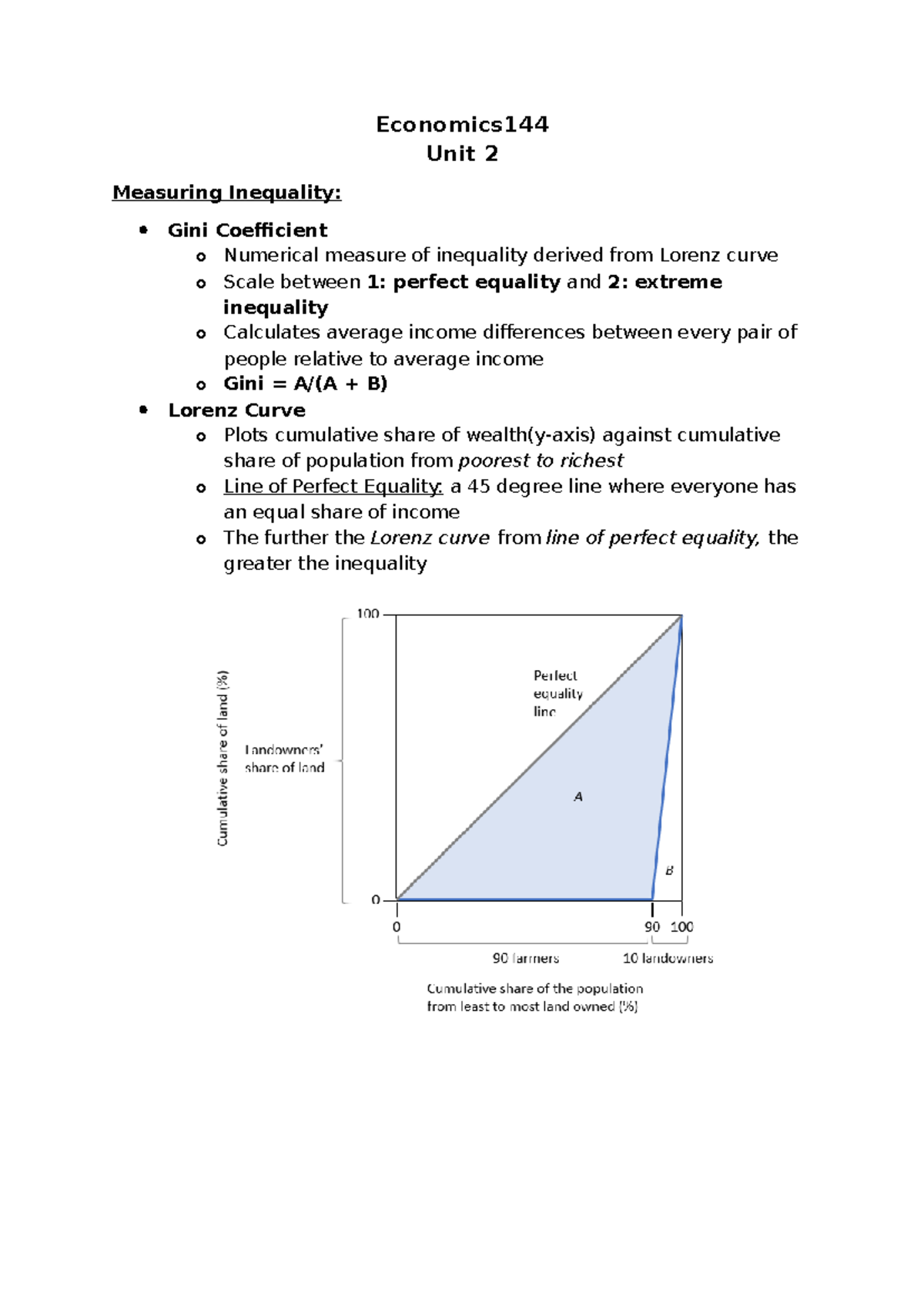 Economics 144 Unit 2 - Measuring Inequality and Income Dynamics - Studocu