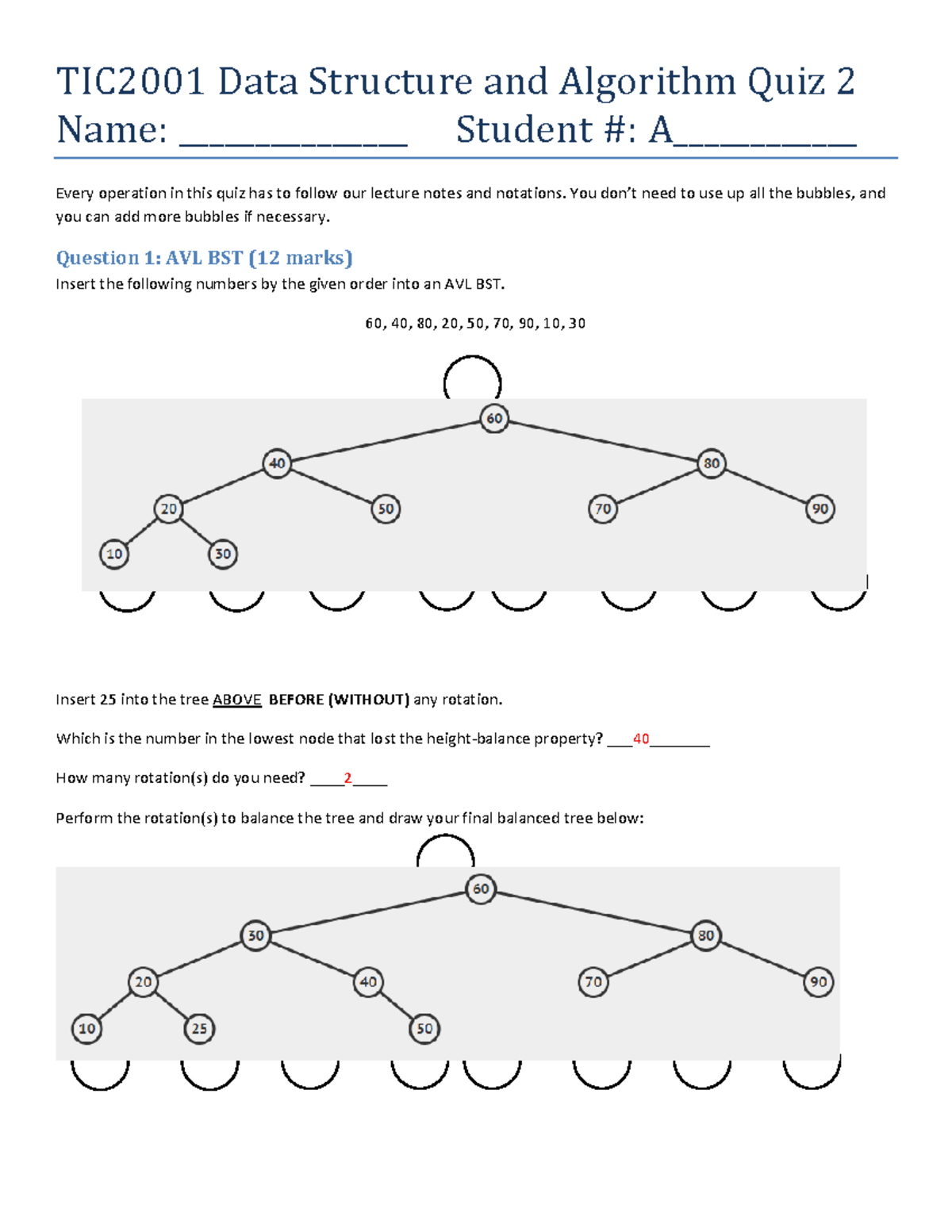 TIC2001 Data Structure and Algorithm Quiz 2 Practice Test Answers - Studocu