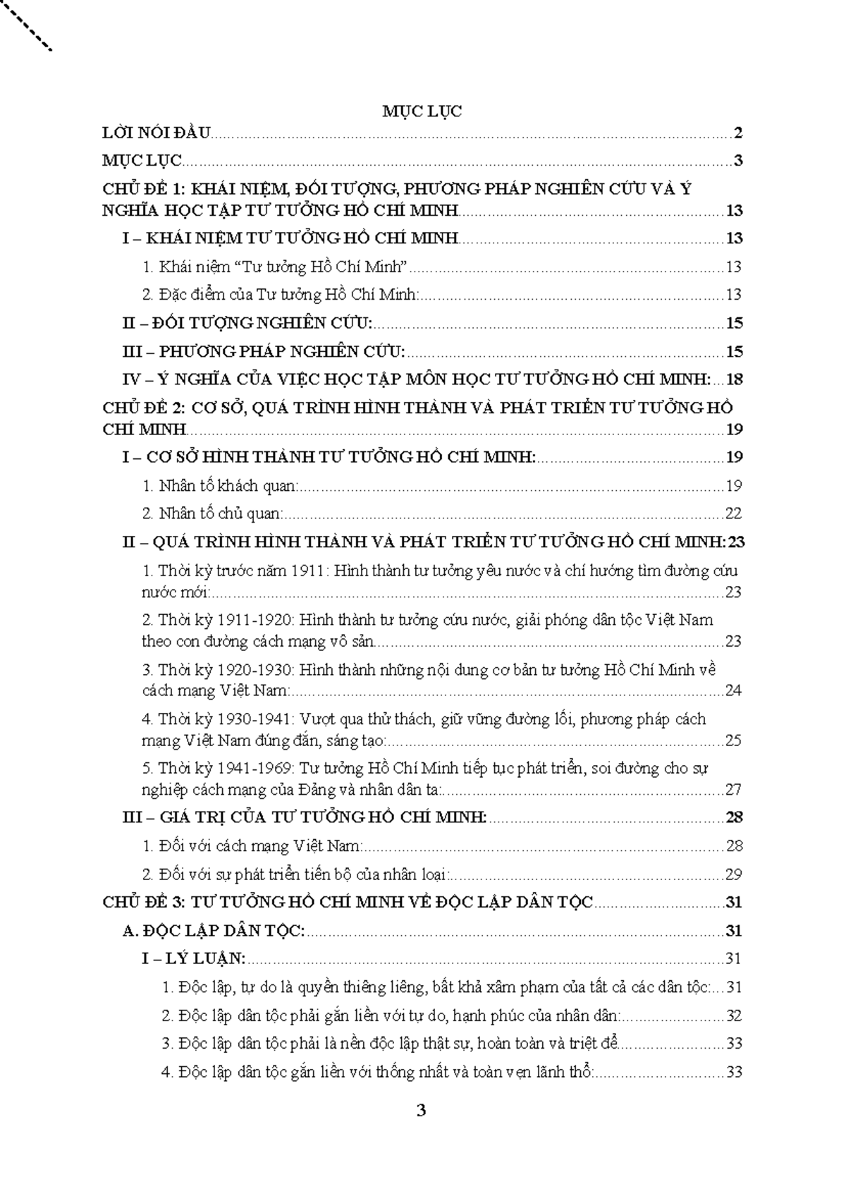 ĐỀ CƯƠNG TƯ TƯỞNG HỒ CHÍ MINH - HCMUE - Document Preview