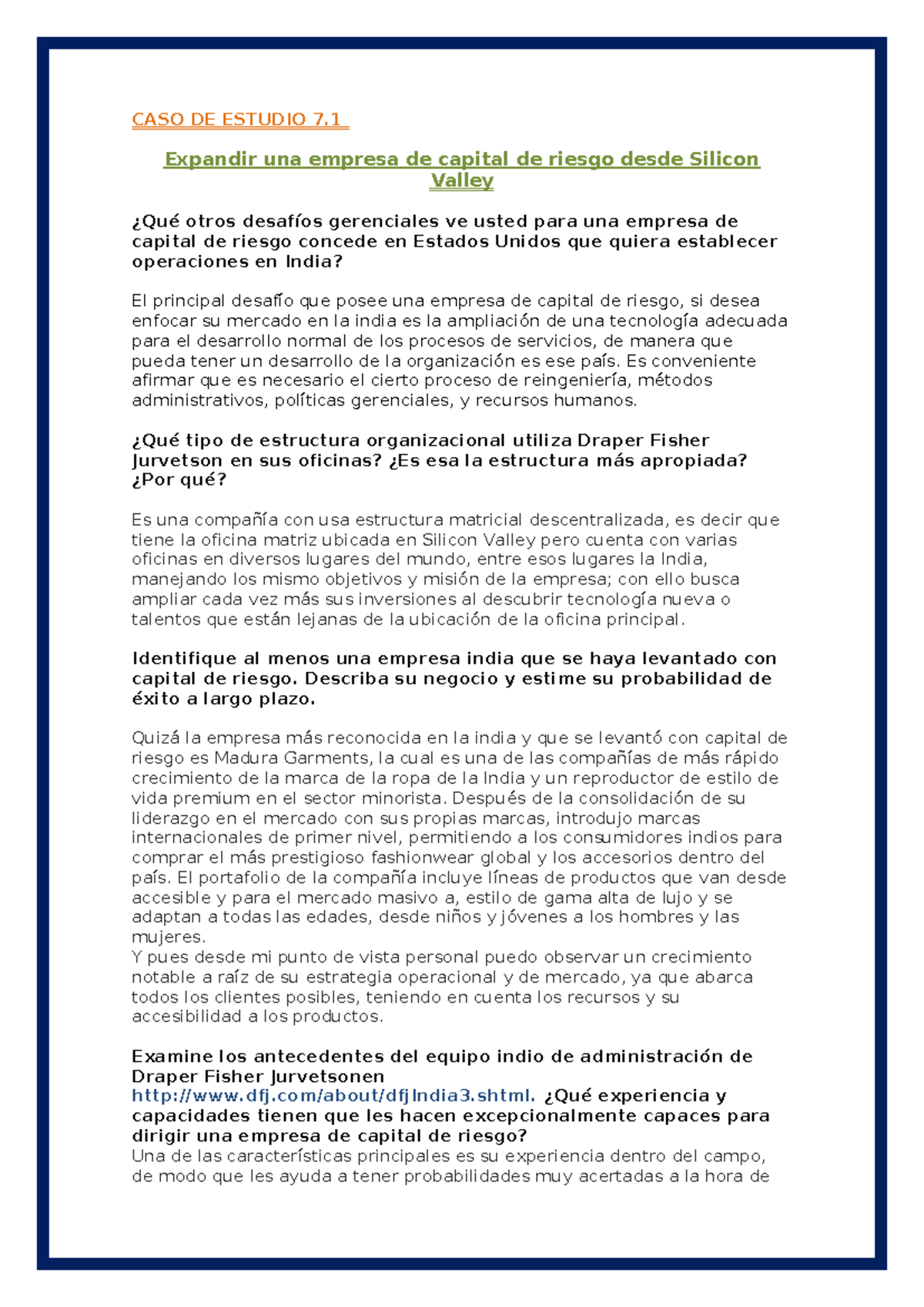 Casos de Estudio III Parcial: Desafíos en Capital de Riesgo y GM - Studocu