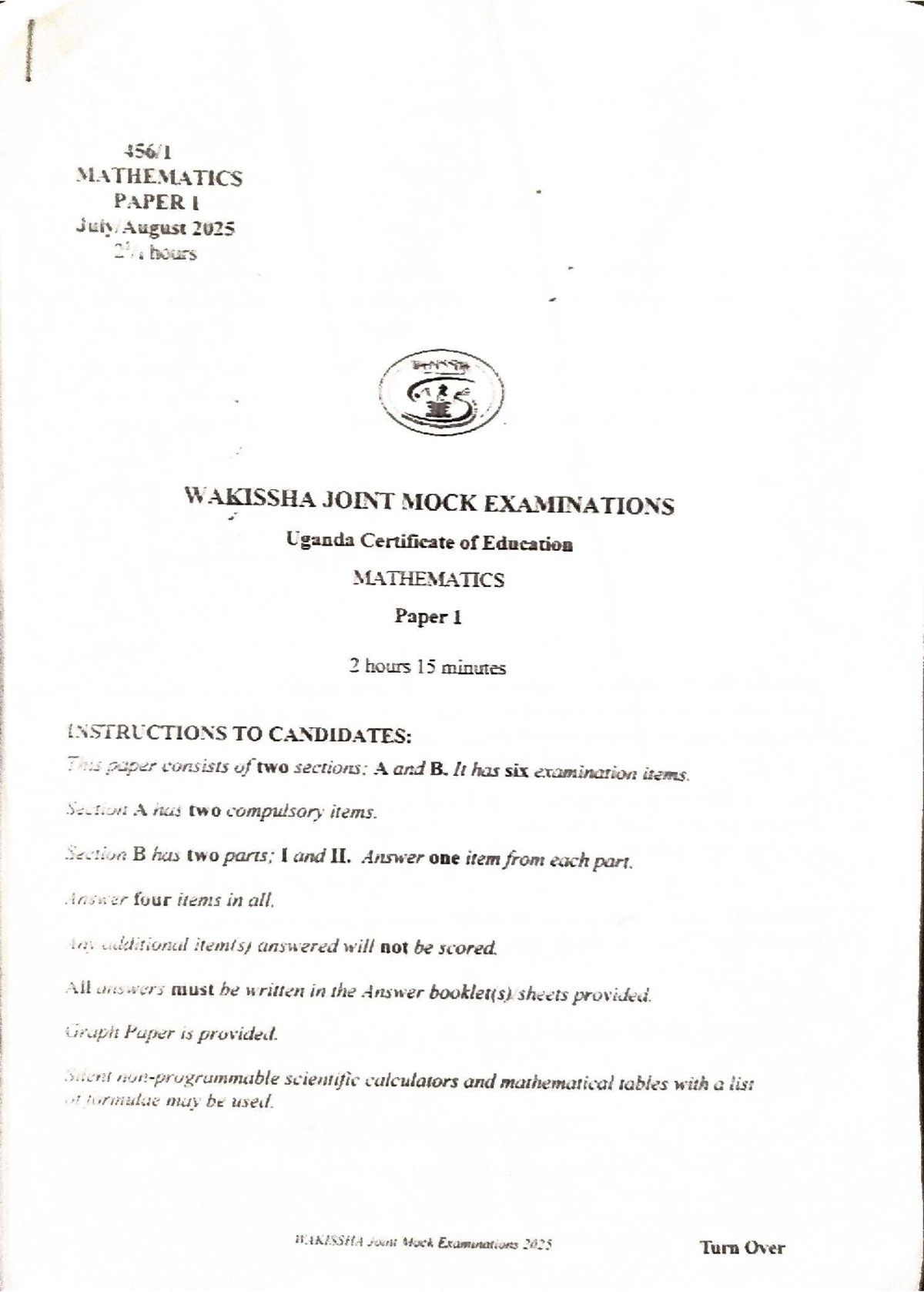 MATHEMATICS MOCK EXAMINATIONS 2025: Comprehensive Study Guide - Studocu