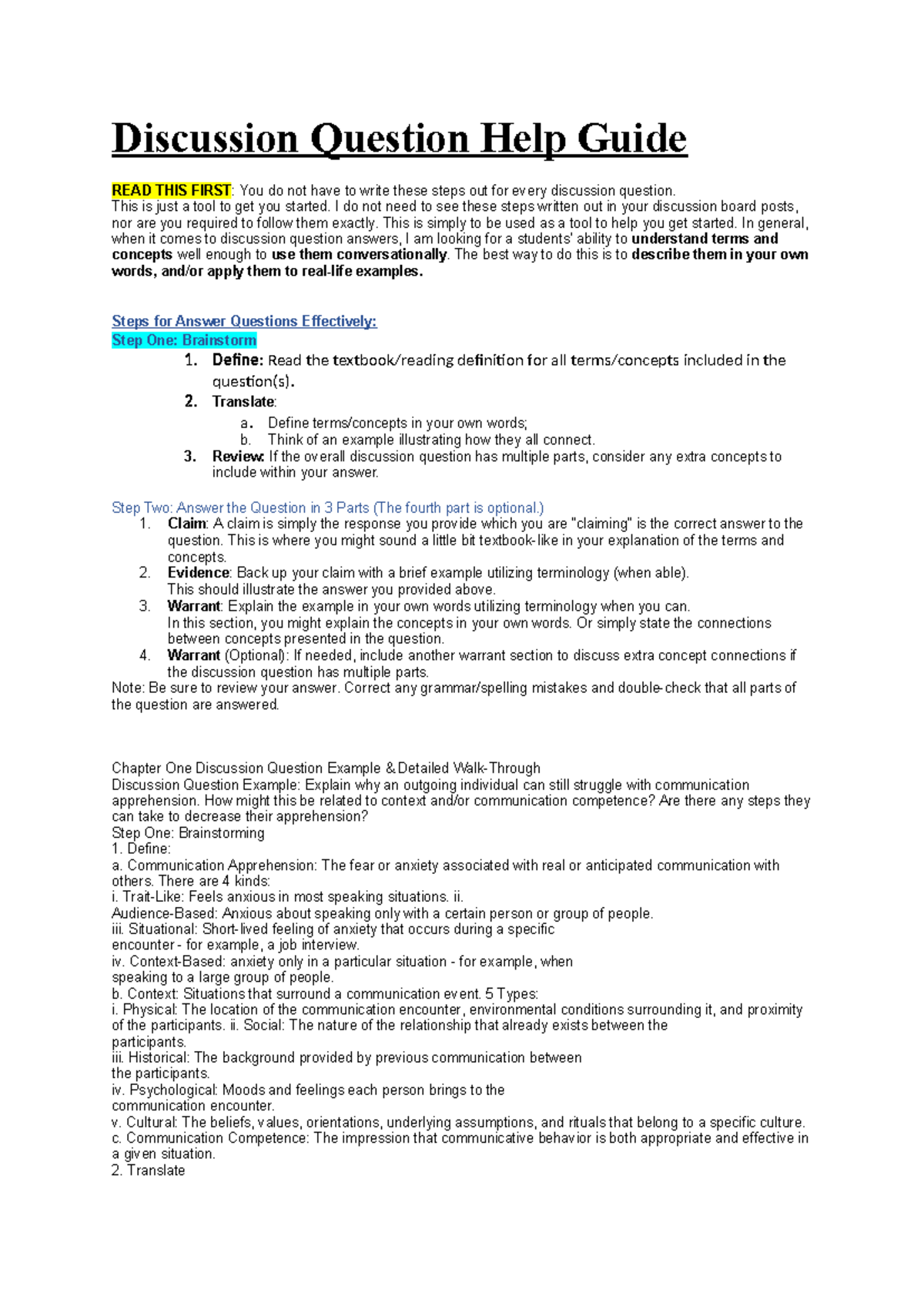 Discussion Assignment 5: Effective Strategies for Answering Questions ...