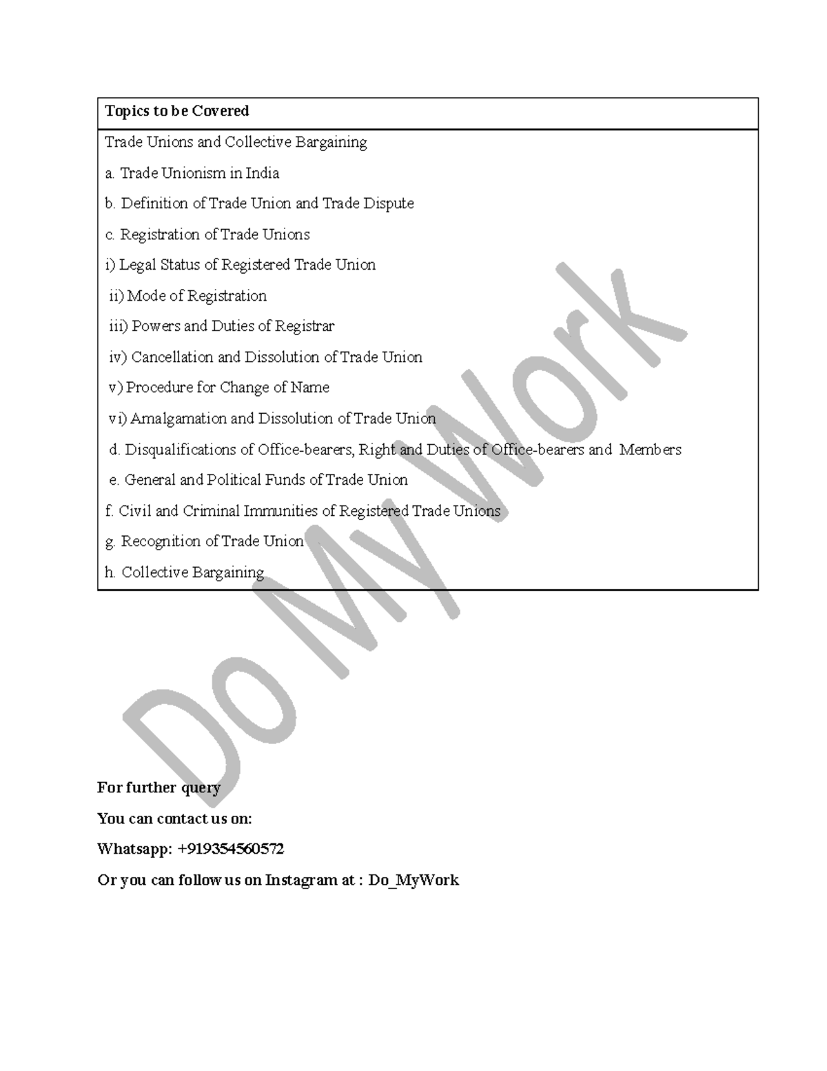 Trade Union and Collective Bargaining 1 - Topics to be Covered Trade ...