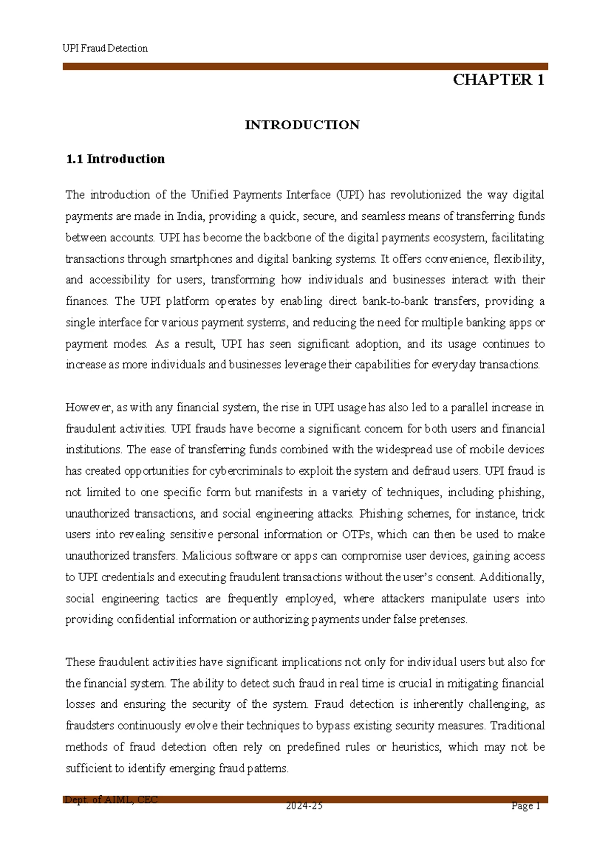 Project Report on Fraud Detection Using ML - BE AI/ML (1CE21AI018 ...