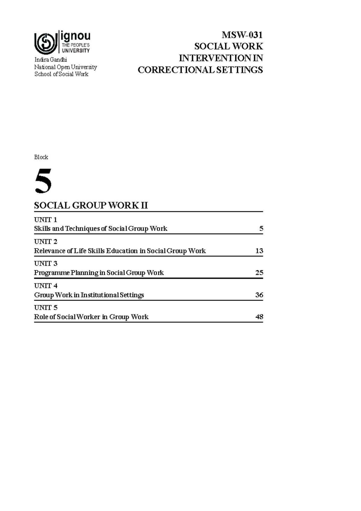 MSW- Social Group Work II: Skills & Techniques in Diverse Contexts ...