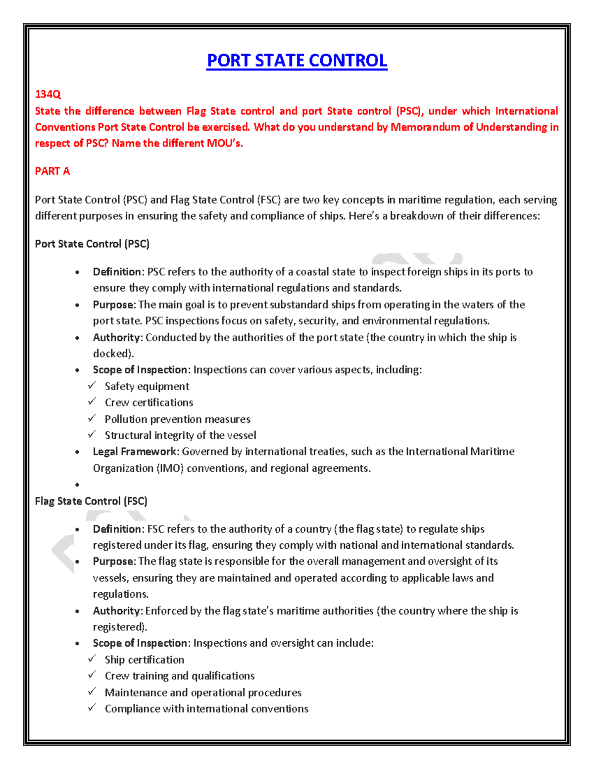 PSC 134Q: Differences Between Flag State Control and Port State Control ...