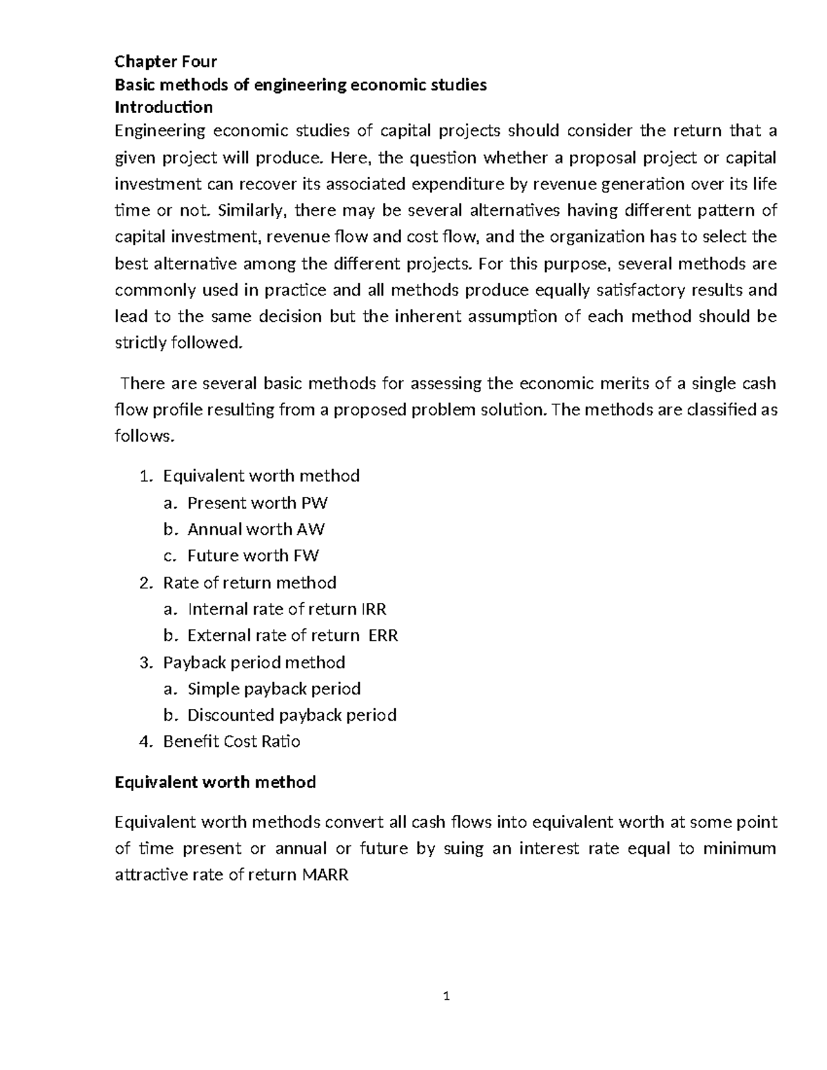 Engineering Economic Studies: Basic Methods Overview (ENG 101) - Studocu