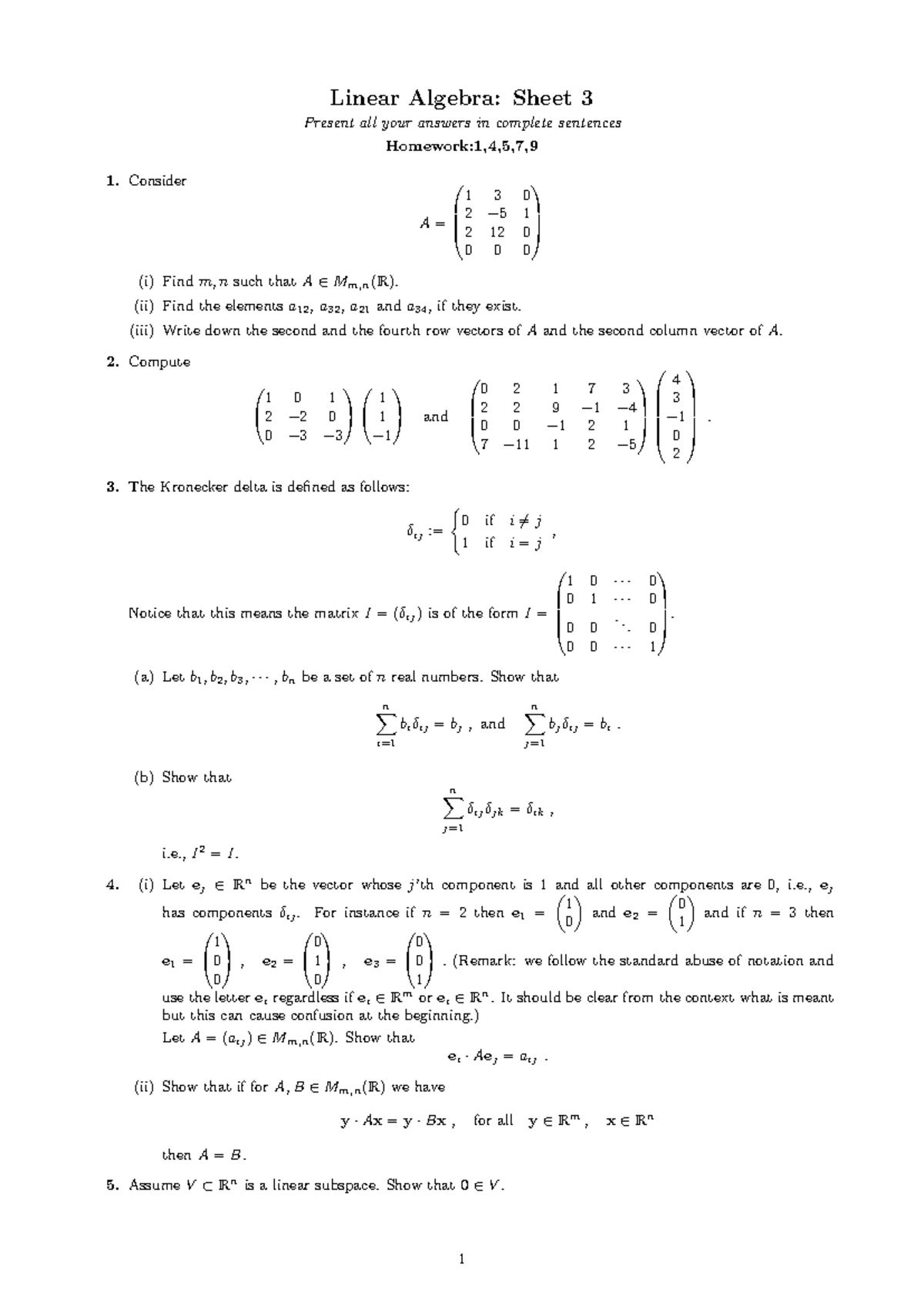 MATH11005 2014-2015 Problem Set 2 - Linear Algebra & Geometry ...