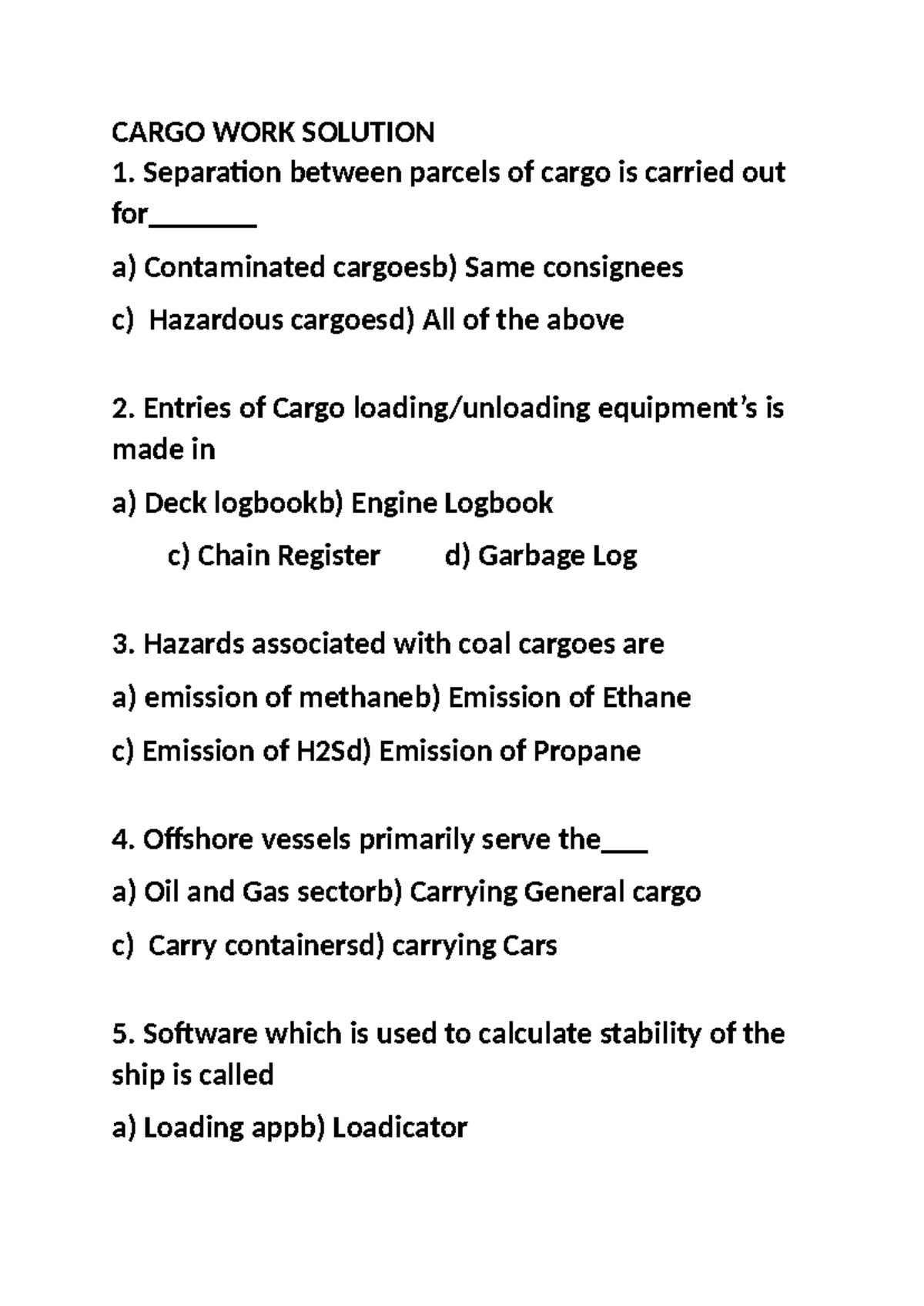 Cargo WORK paper - Hello - CARGO WORK SOLUTION Separation between ...
