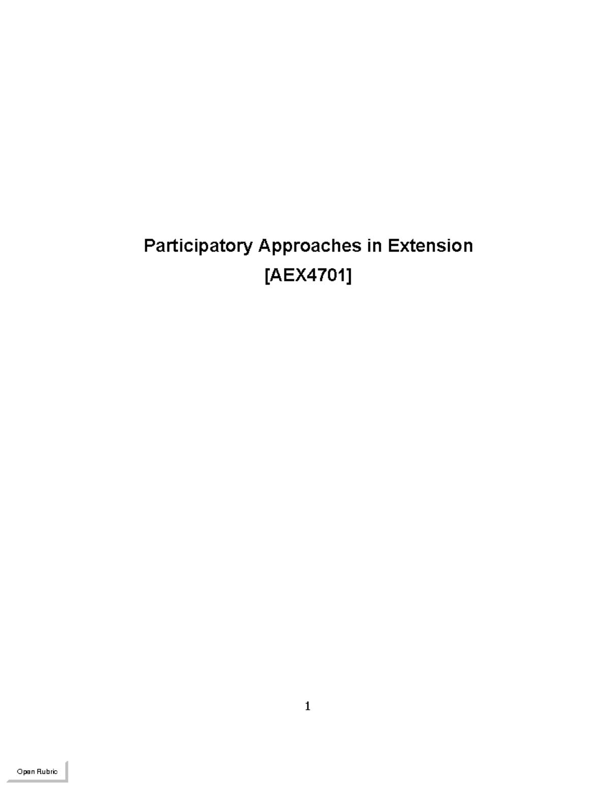 AEX4701 Participatory Approaches in Extension Study Guide 2019 - Studocu