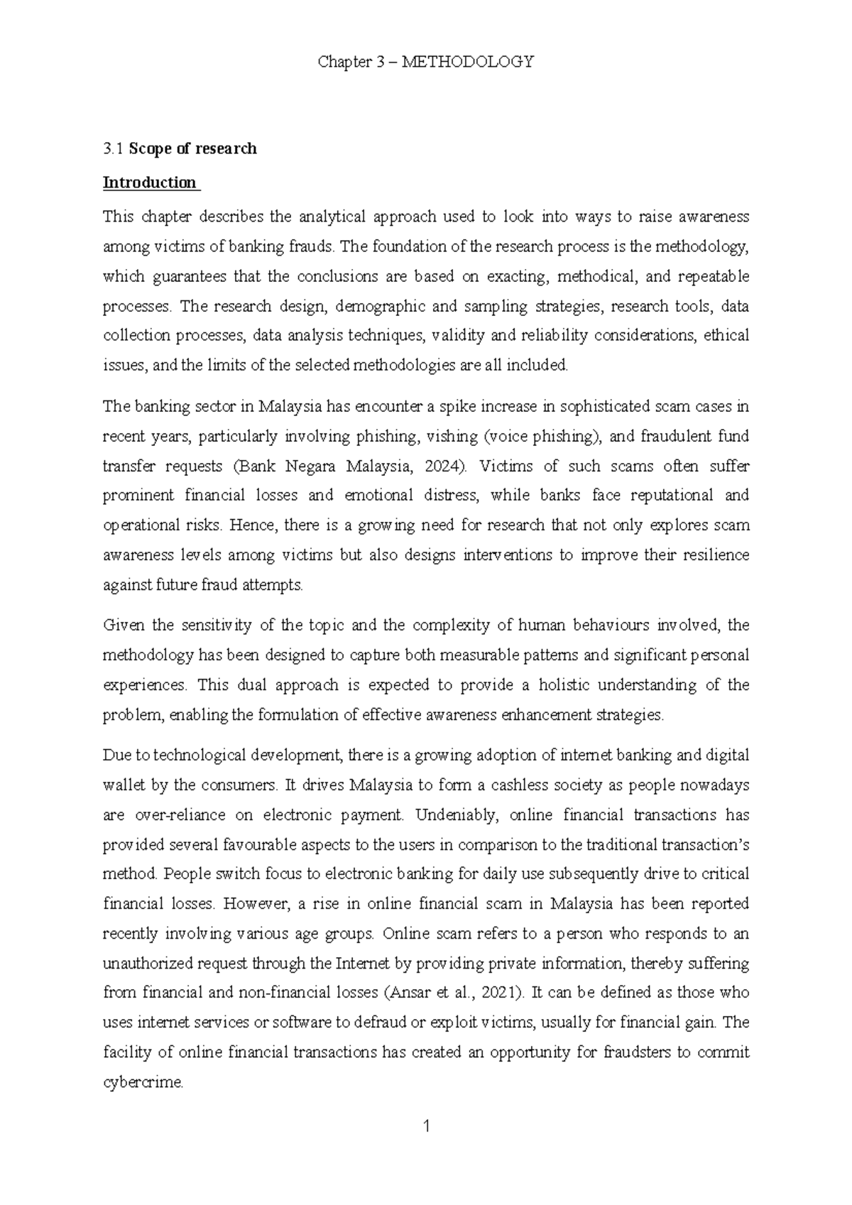 Chapter 3 Methodology: Enhancing Scam Awareness Among OCBC Bank ...