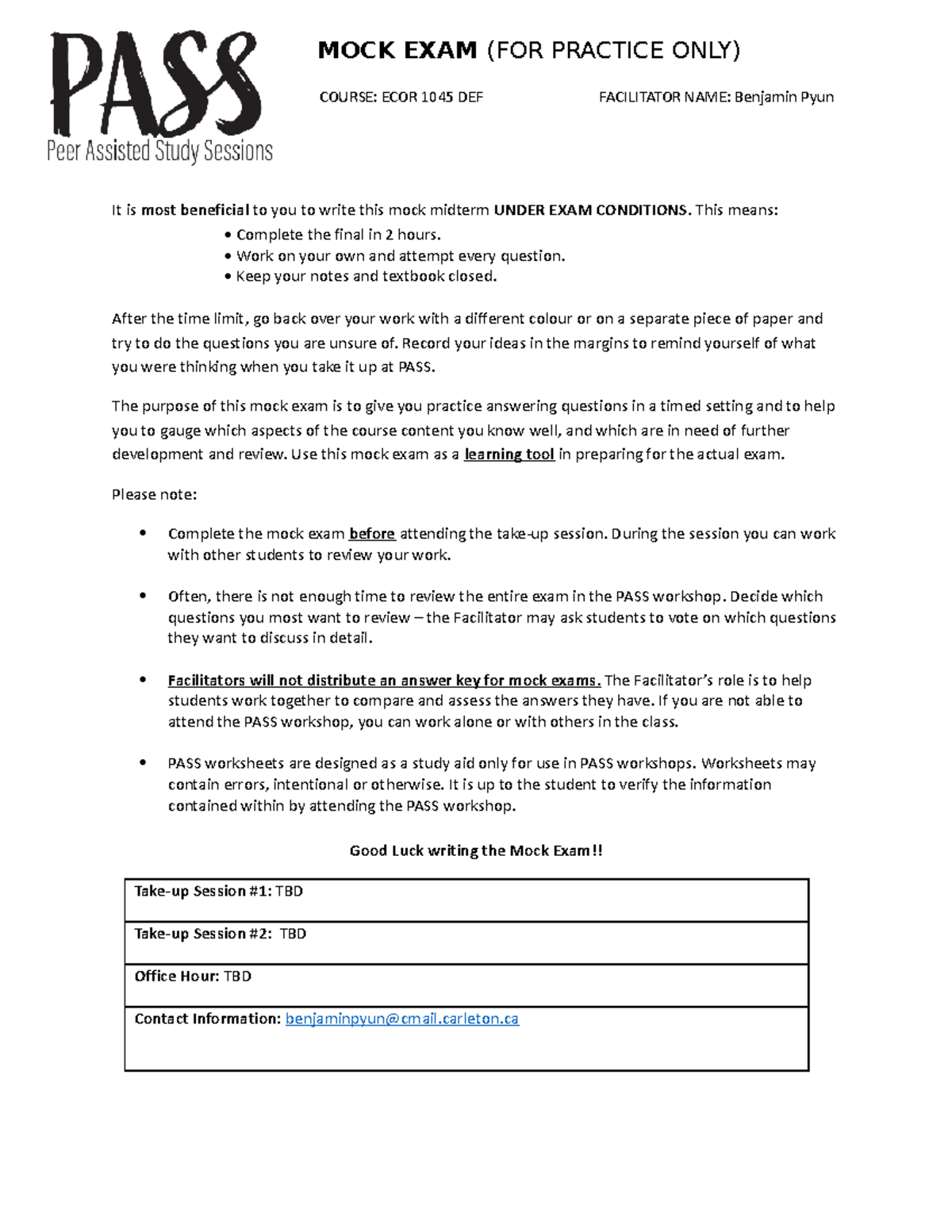 ECOR 1045 Statics Mock Final Exam Preparation Guide - Studocu