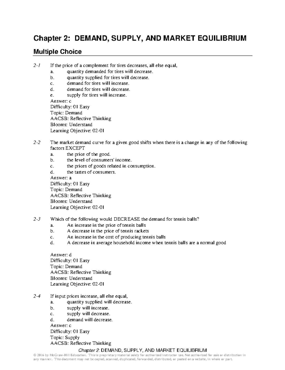12e TB Ch02 - Demand, Supply & Market Equilibrium Answers - Studocu