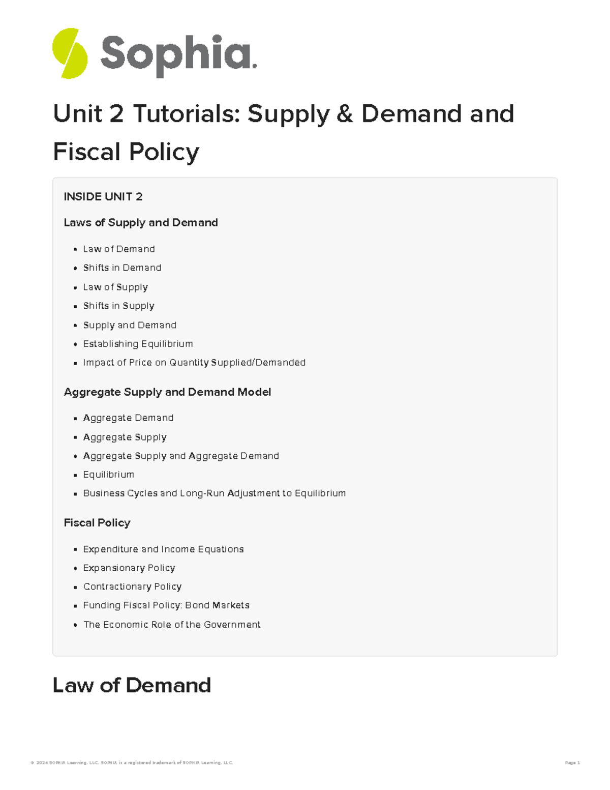 Unit 2 Tutorials: Supply, Demand, and Fiscal Policy Overview - Studocu