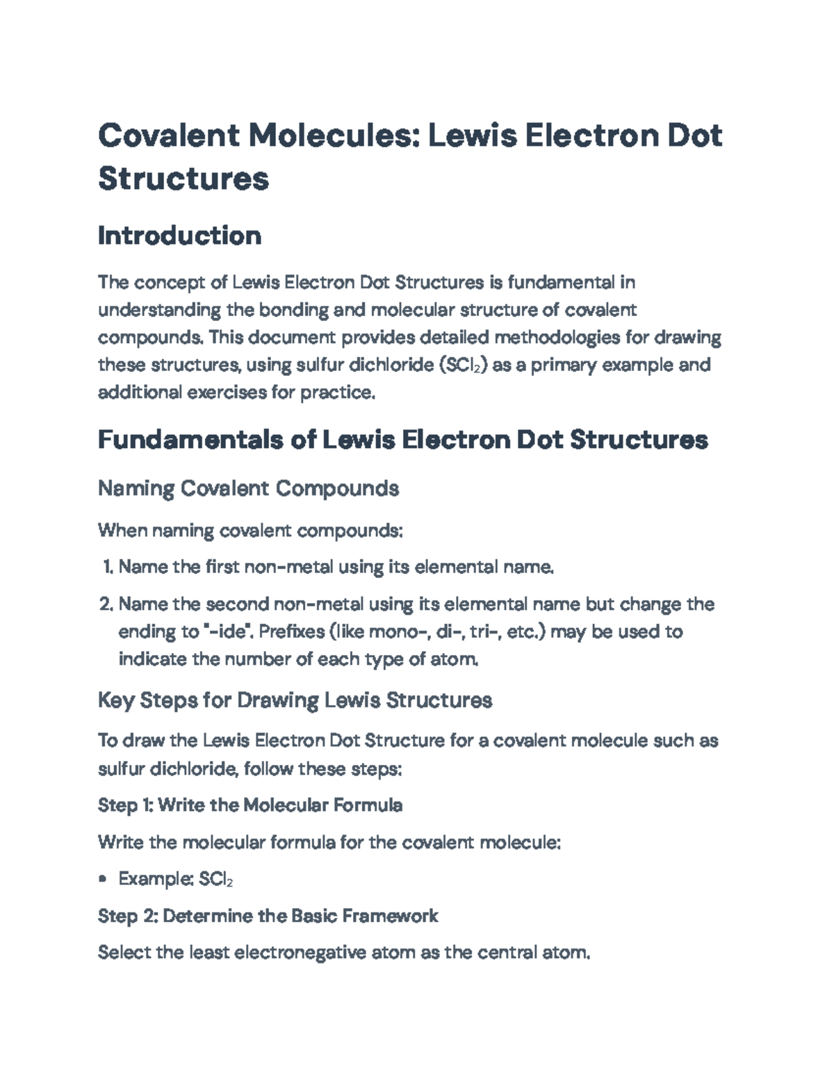 Lewis Electron Dot Structures: Methodologies & Examples for Covalent ...